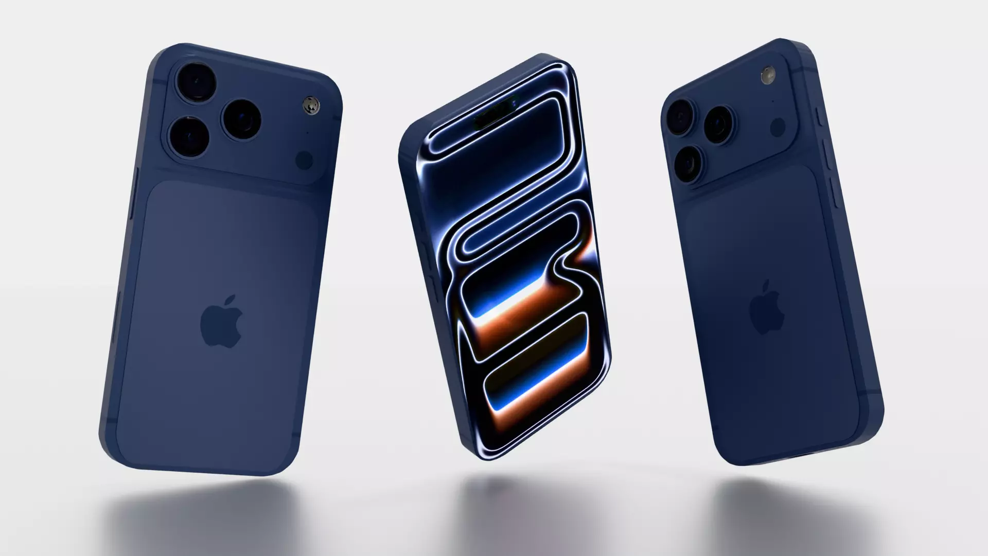 Apple iPhone 17 Pro - with All Colors Blue Orange White Low-poly 3D model_7