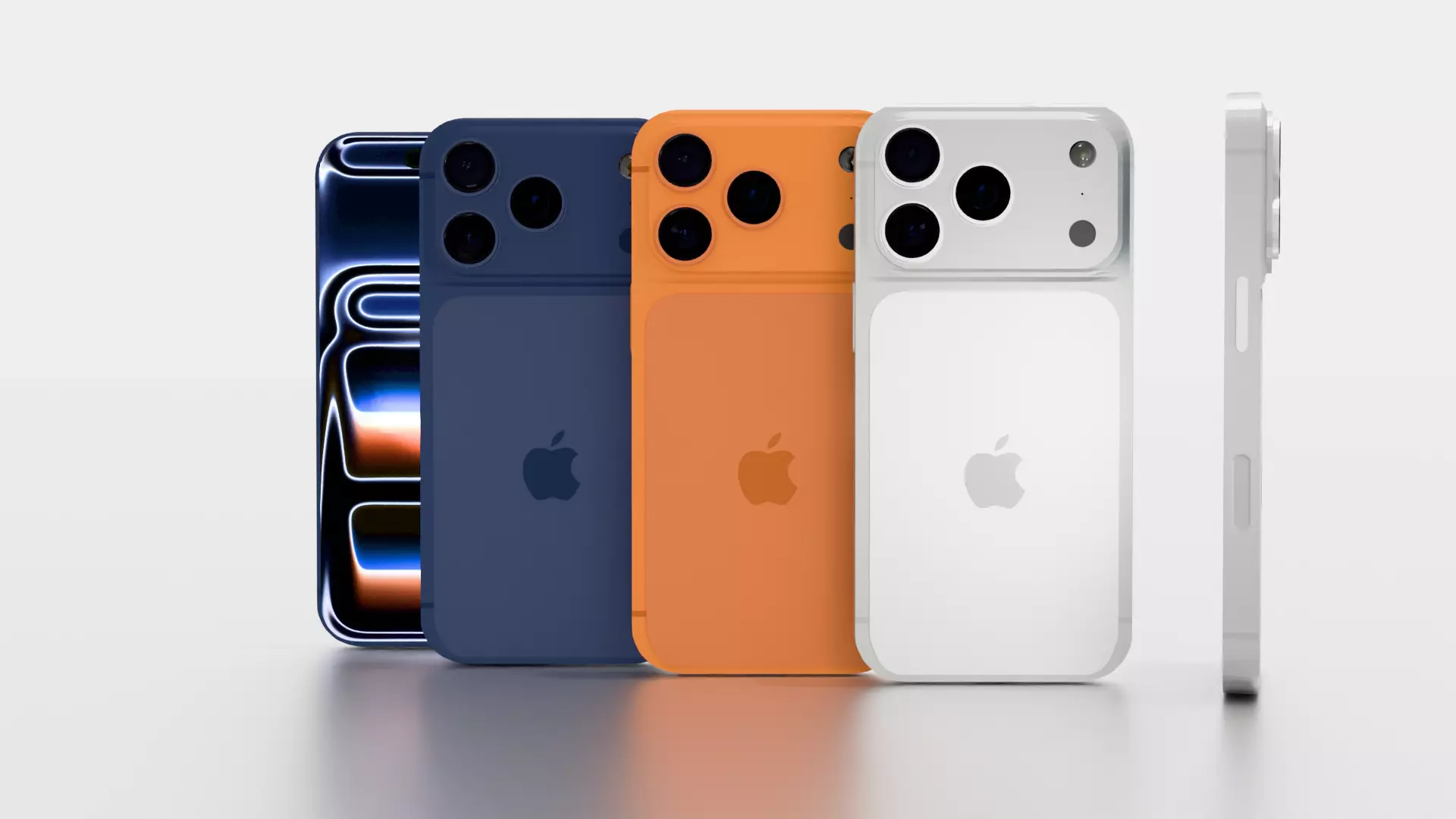 Apple iPhone 17 Pro - with All Colors Blue Orange White Low-poly 3D model_0