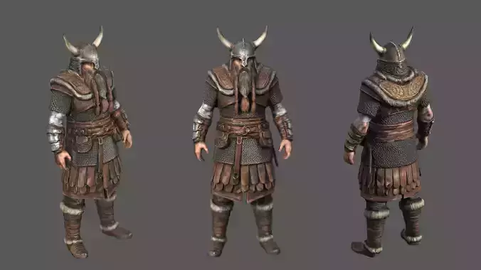 Authentic 9th Century Viking  Low Poly Game Ready 3D Model  4K Low-poly 3D model