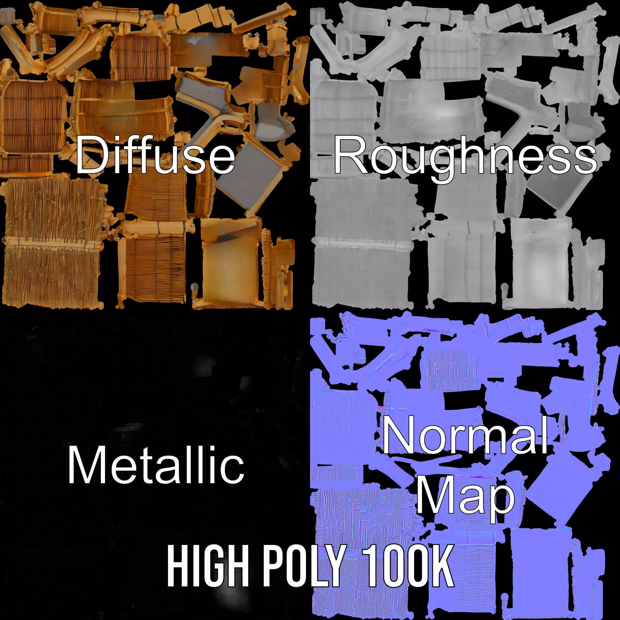 Tropical Bamboo Hut model pack Low-poly 3D model_4