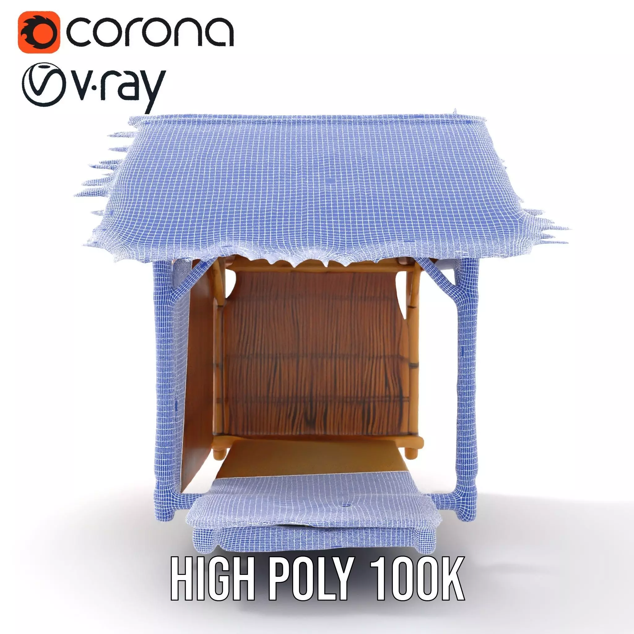 Tropical Bamboo Hut model pack Low-poly 3D model_24