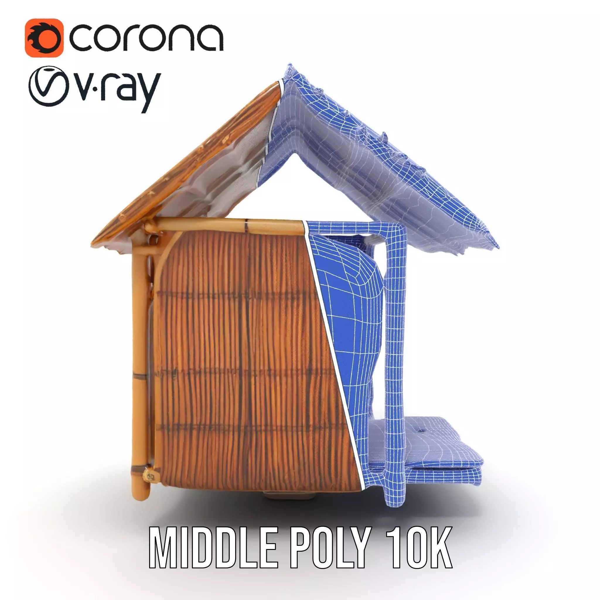 Tropical Bamboo Hut model pack Low-poly 3D model_25