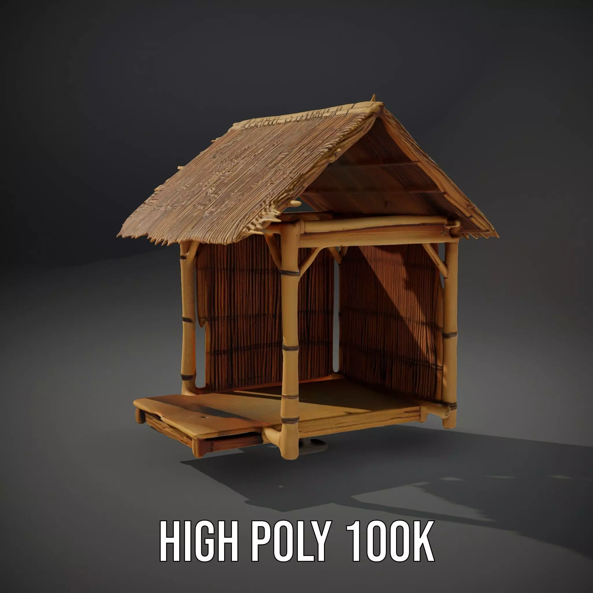 Tropical Bamboo Hut model pack Low-poly 3D model_11