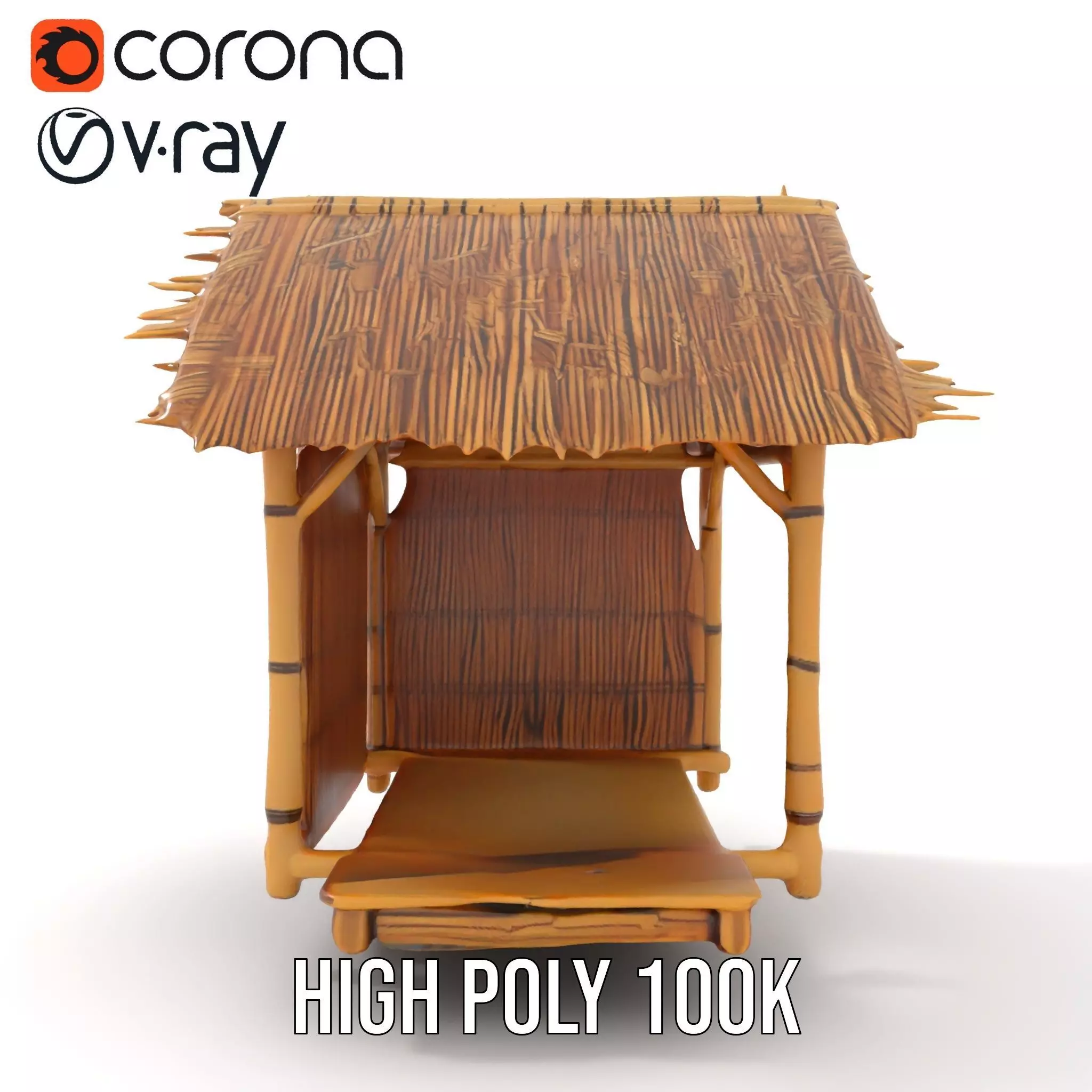 Tropical Bamboo Hut model pack Low-poly 3D model_30