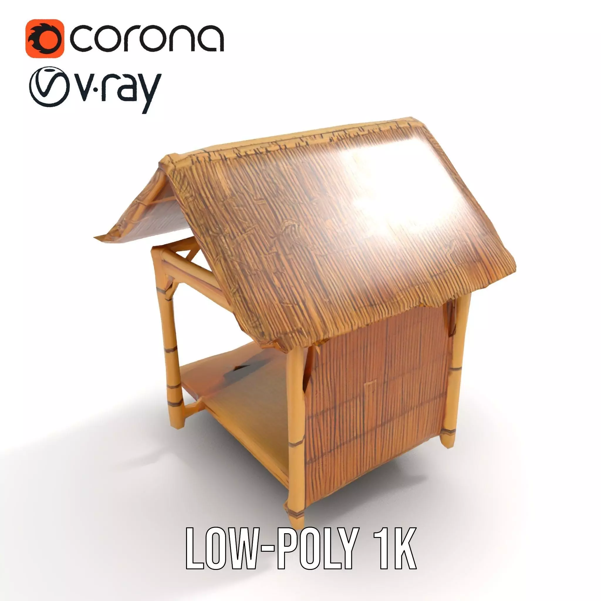 Tropical Bamboo Hut model pack Low-poly 3D model_10