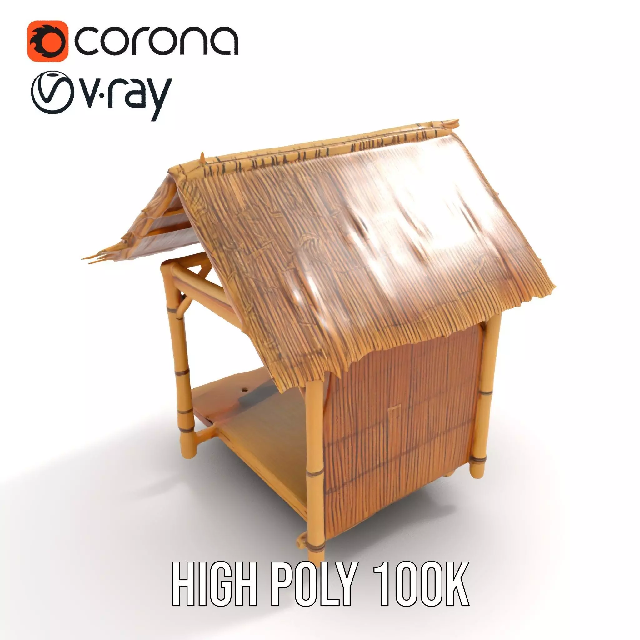 Tropical Bamboo Hut model pack Low-poly 3D model_16