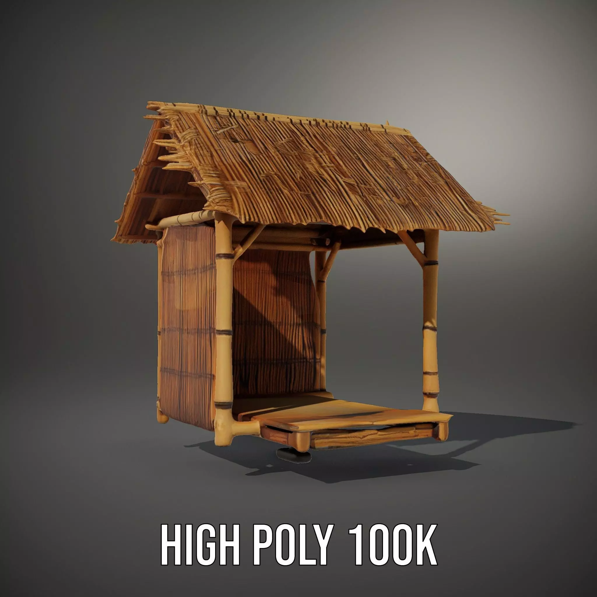 Tropical Bamboo Hut model pack Low-poly 3D model_9