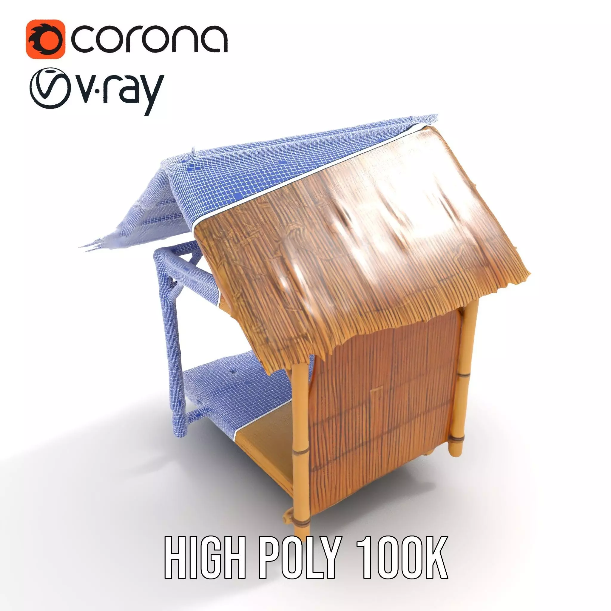 Tropical Bamboo Hut model pack Low-poly 3D model_33