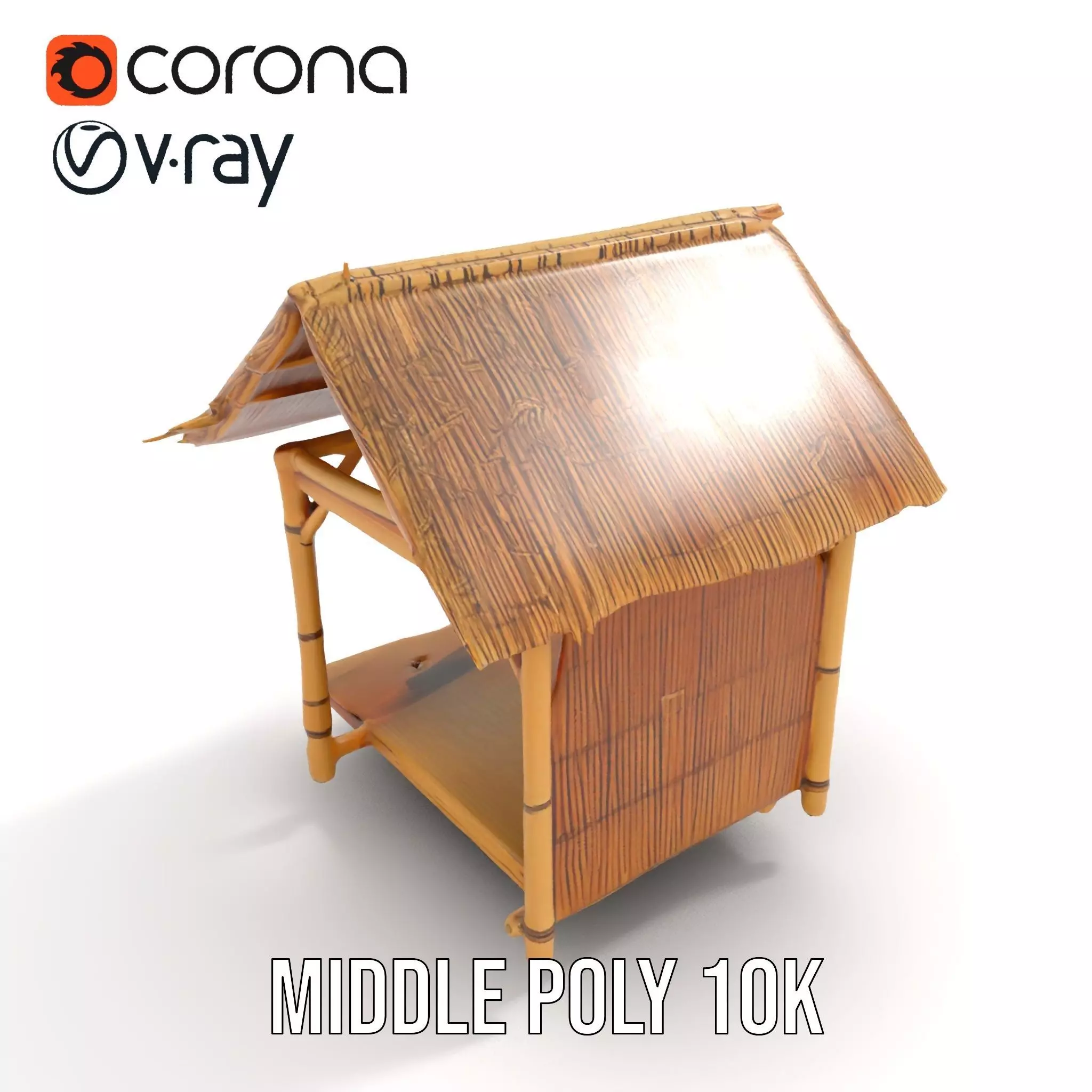 Tropical Bamboo Hut model pack Low-poly 3D model_6