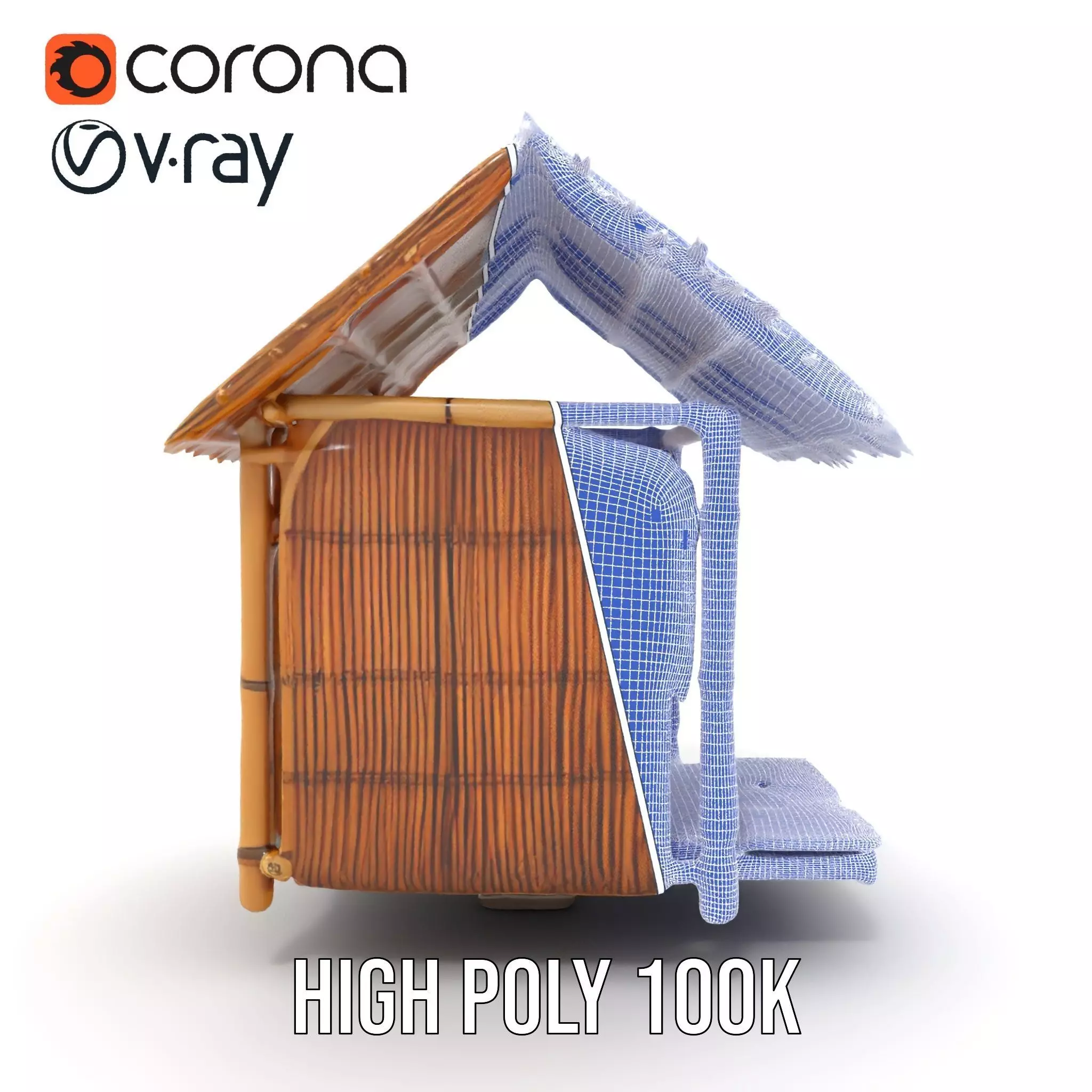 Tropical Bamboo Hut model pack Low-poly 3D model_35