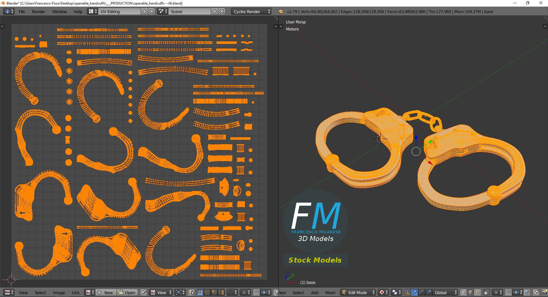 Openable handcuffs 3D model_10