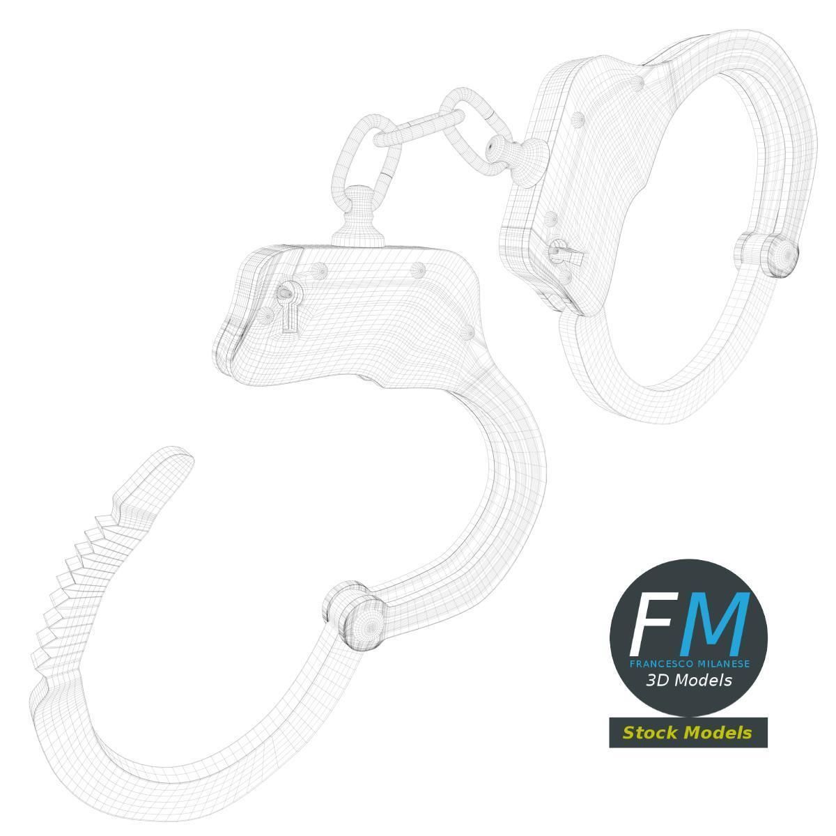 Openable handcuffs 3D model_7