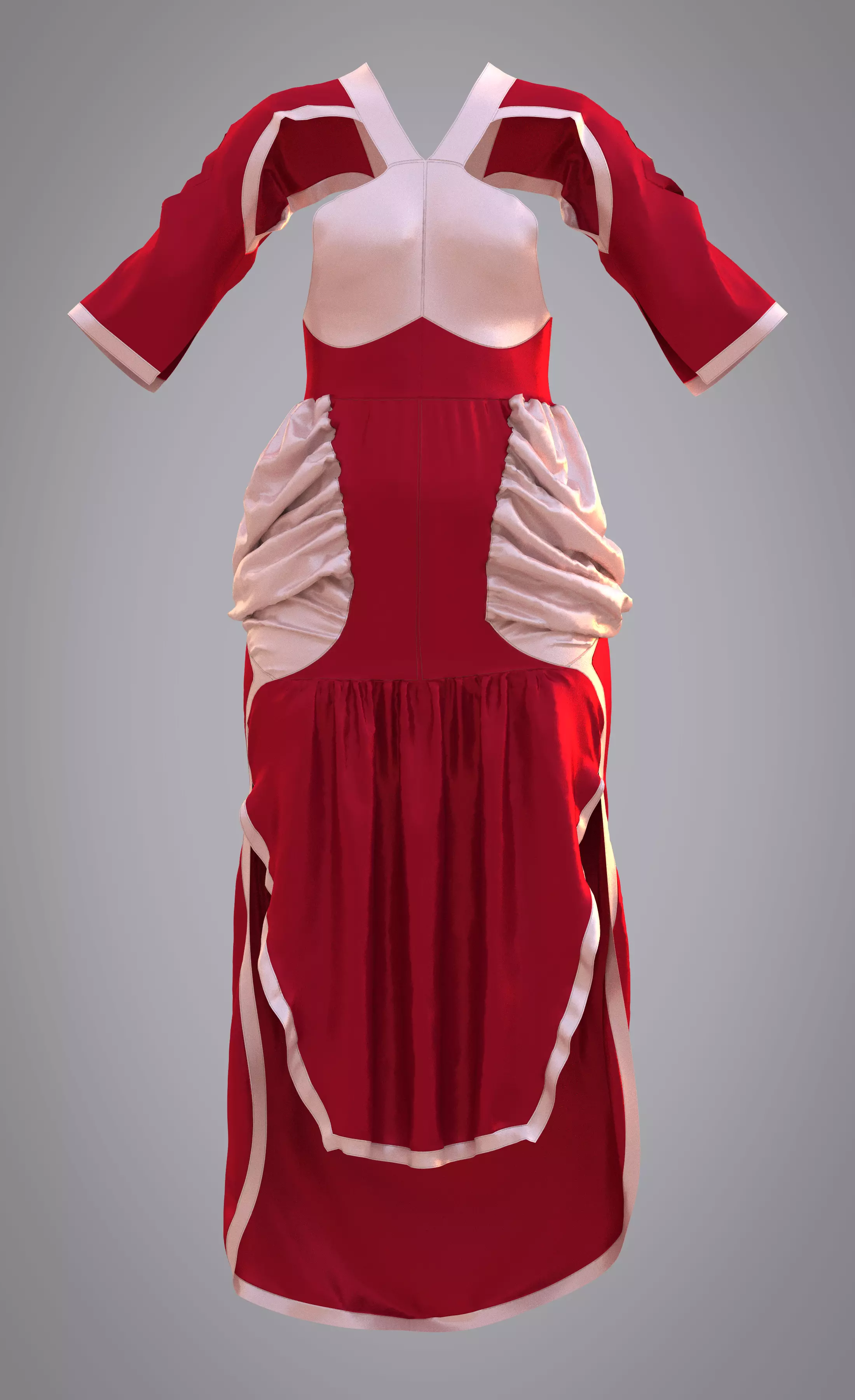 3D High-Low Tiered Ruffle Dress 3D model
