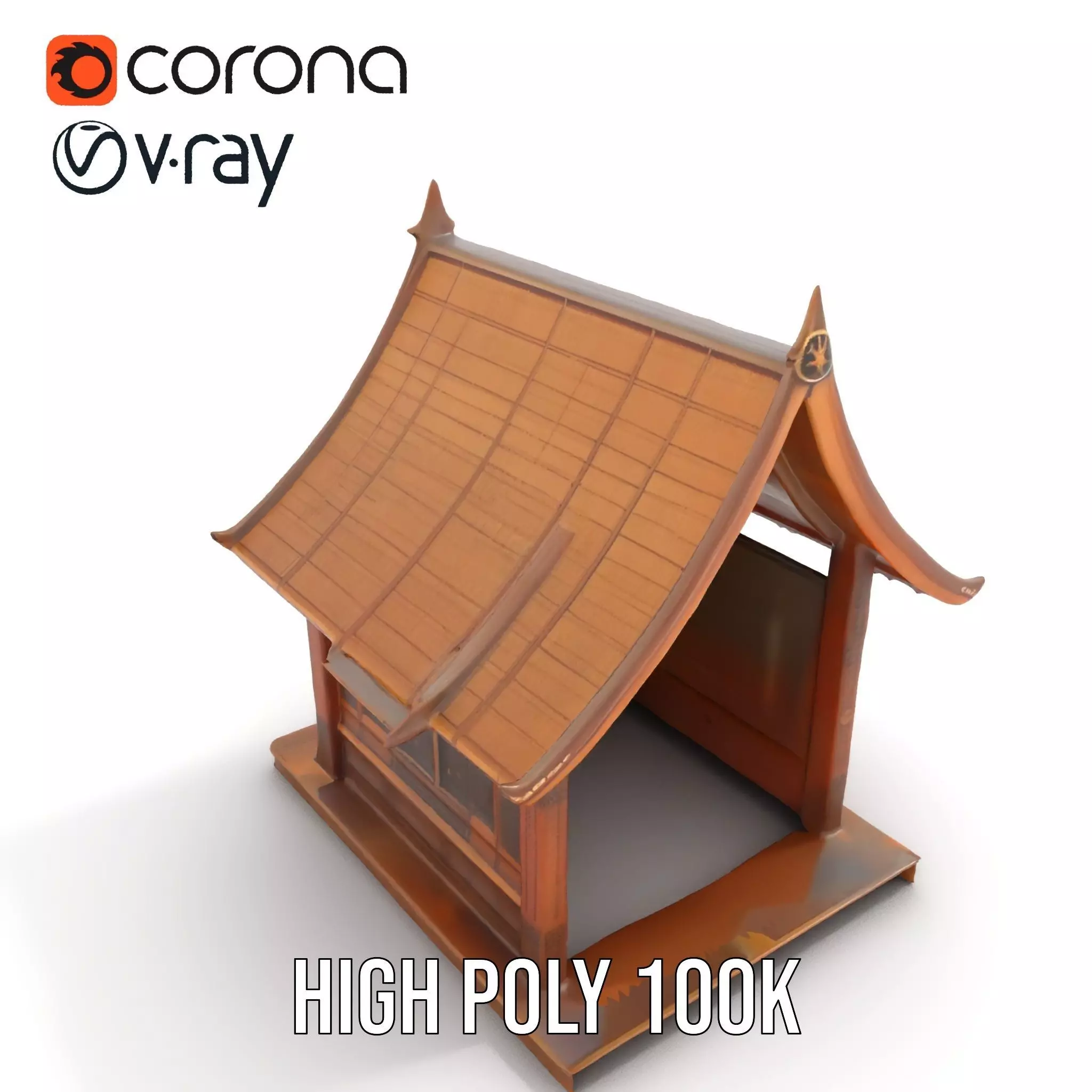 Ornate Wooden Pavilion model pack Low-poly 3D model_33