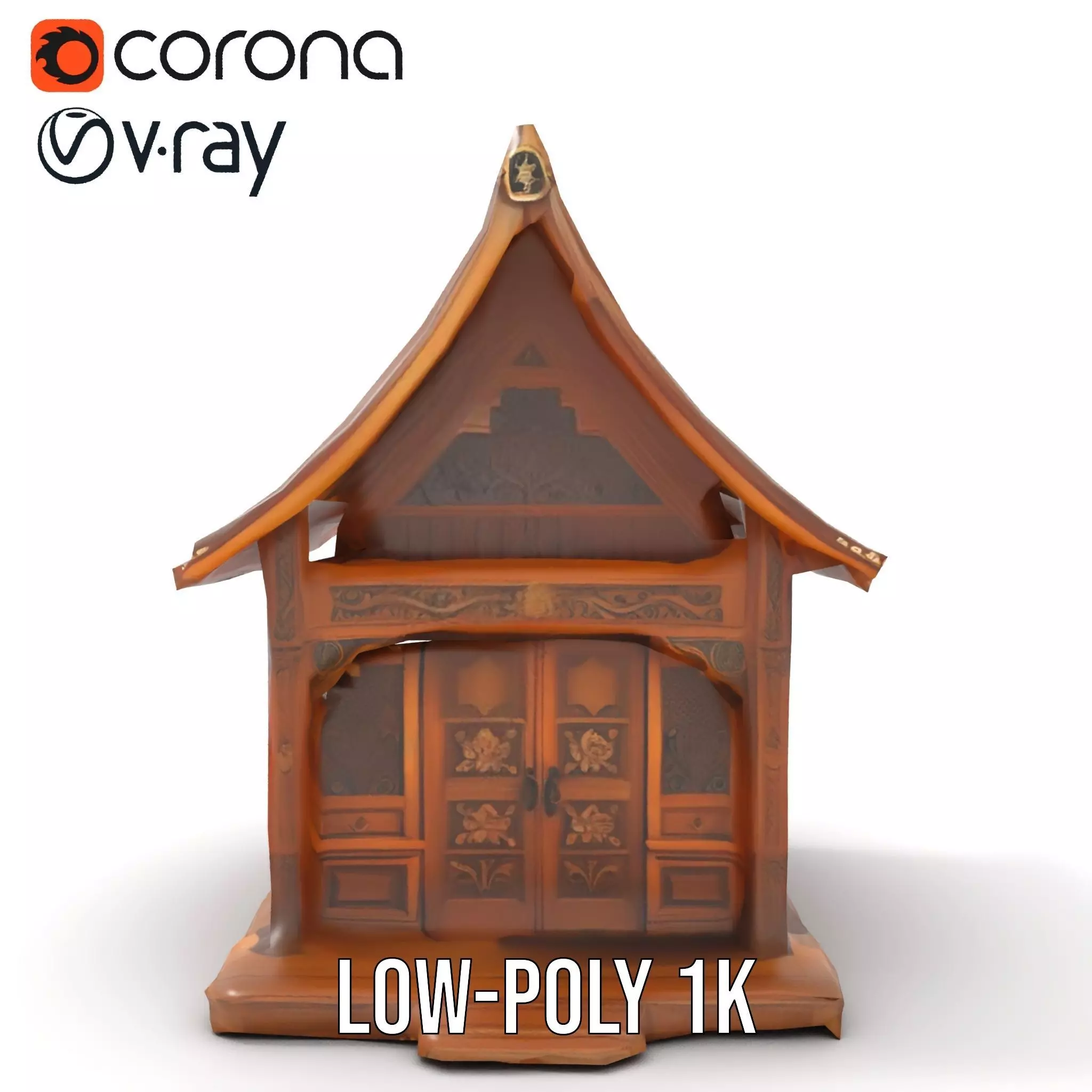 Ornate Wooden Pavilion model pack Low-poly 3D model_15
