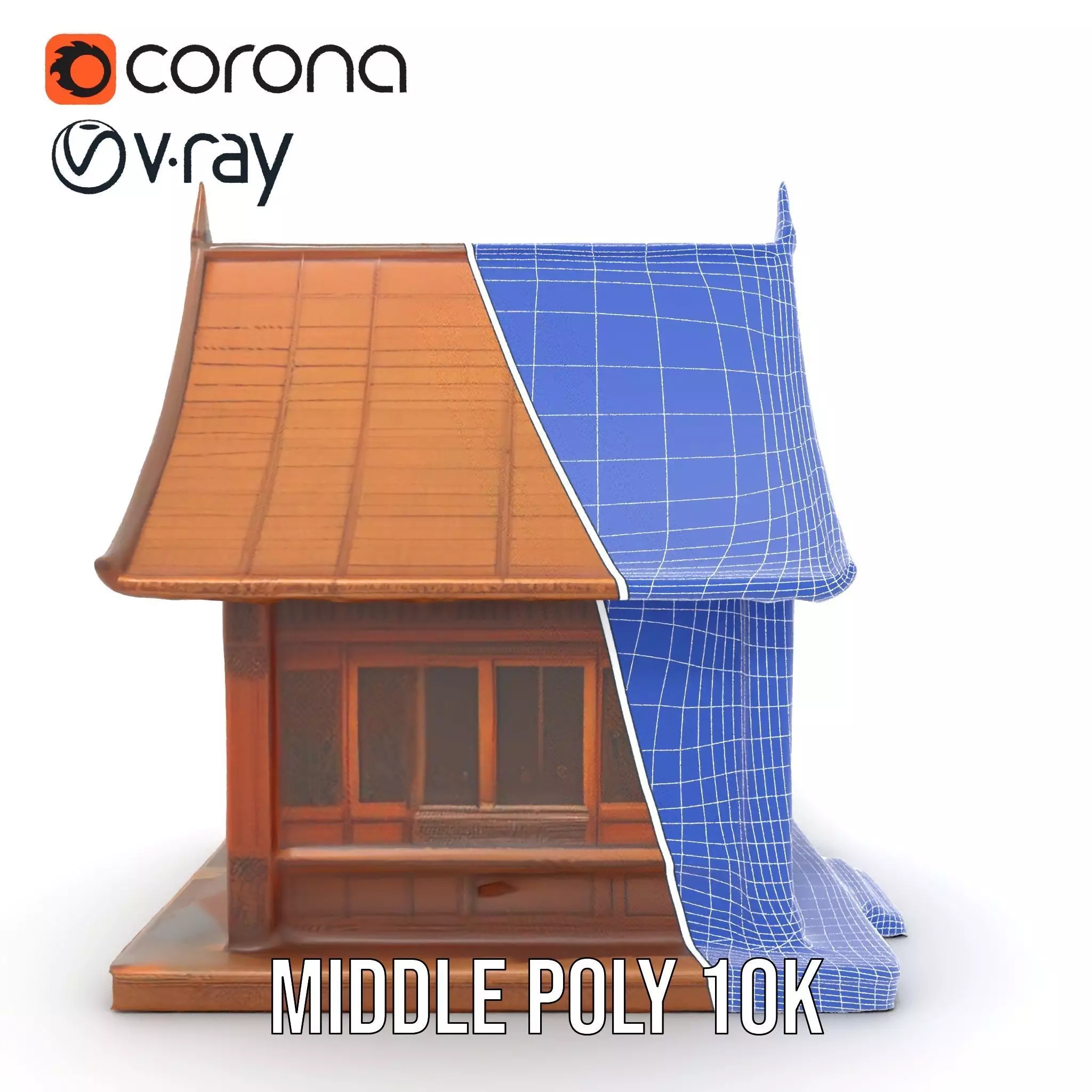 Ornate Wooden Pavilion model pack Low-poly 3D model_31
