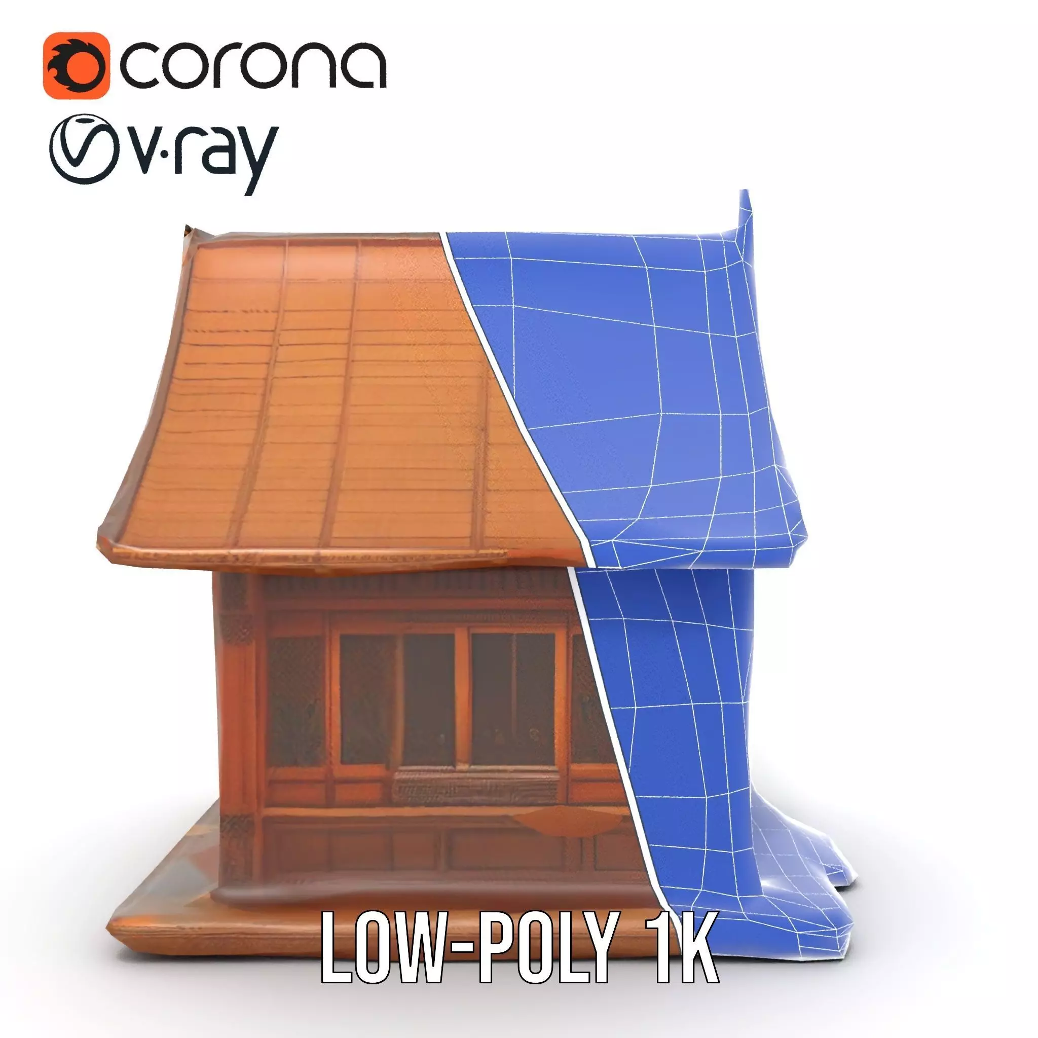 Ornate Wooden Pavilion model pack Low-poly 3D model_32