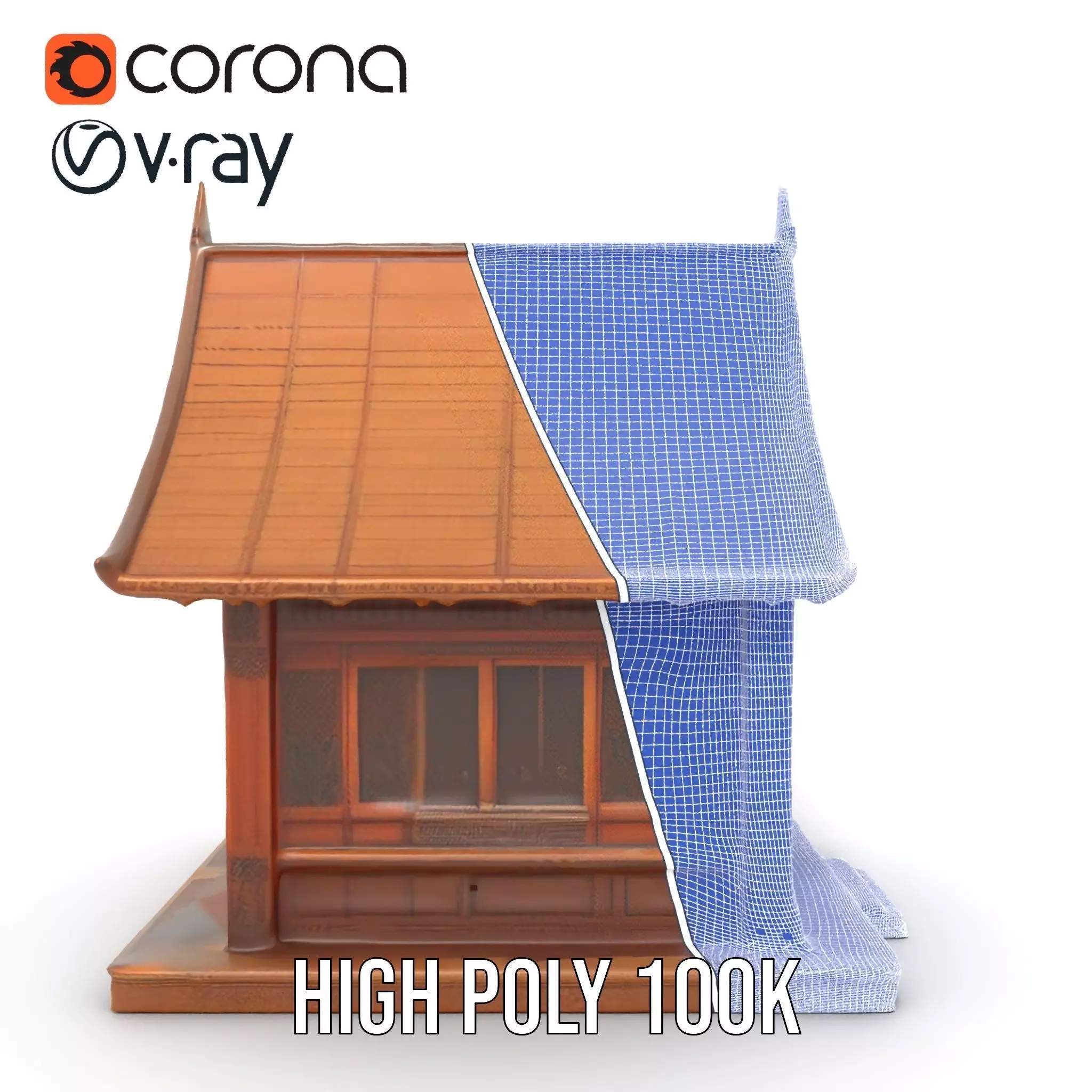 Ornate Wooden Pavilion model pack Low-poly 3D model_34