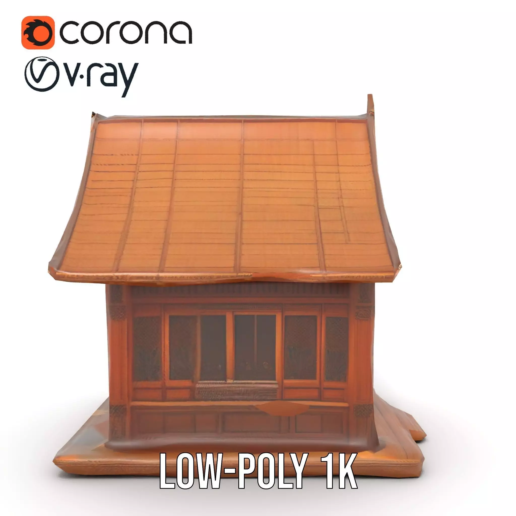 Ornate Wooden Pavilion model pack Low-poly 3D model_23
