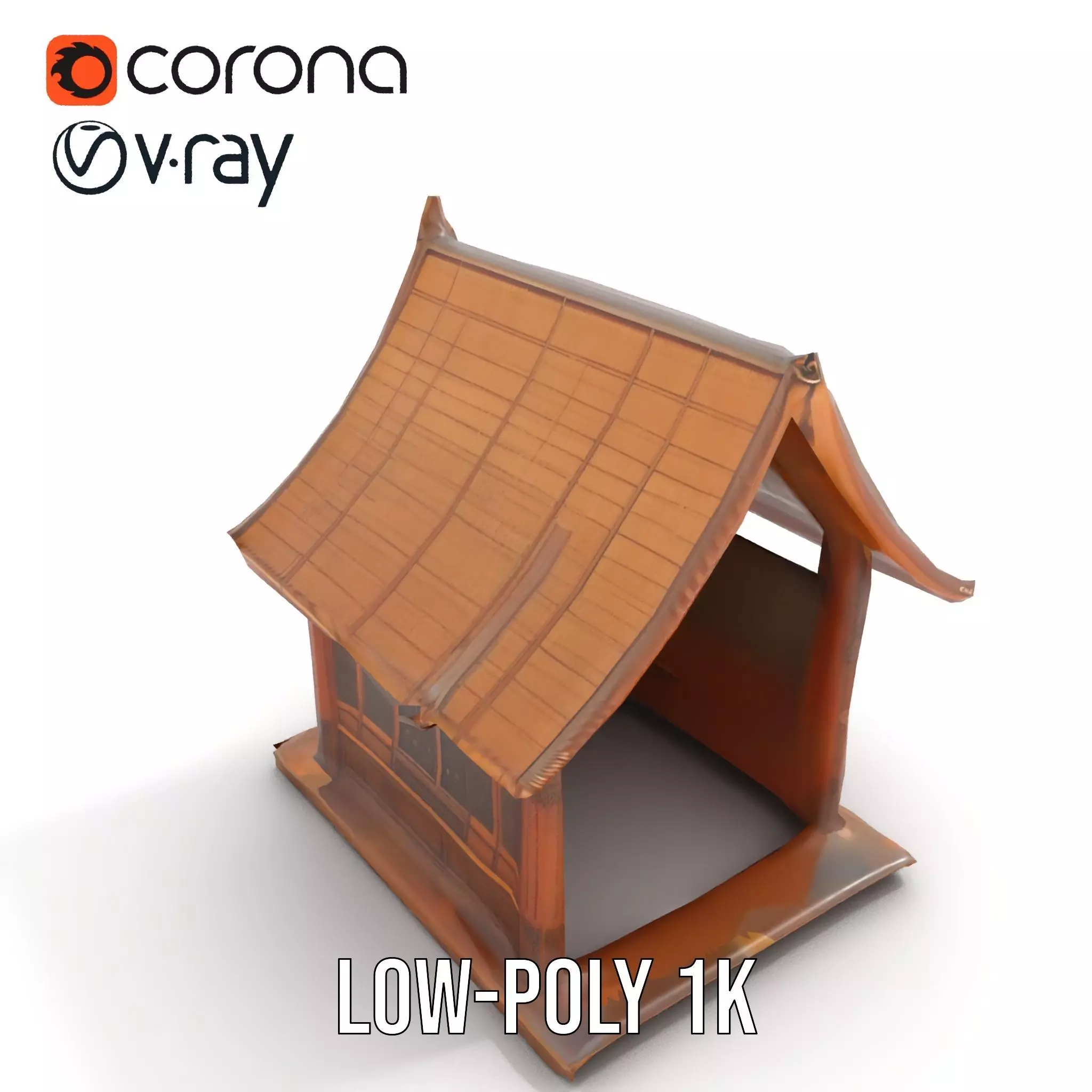 Ornate Wooden Pavilion model pack Low-poly 3D model_8