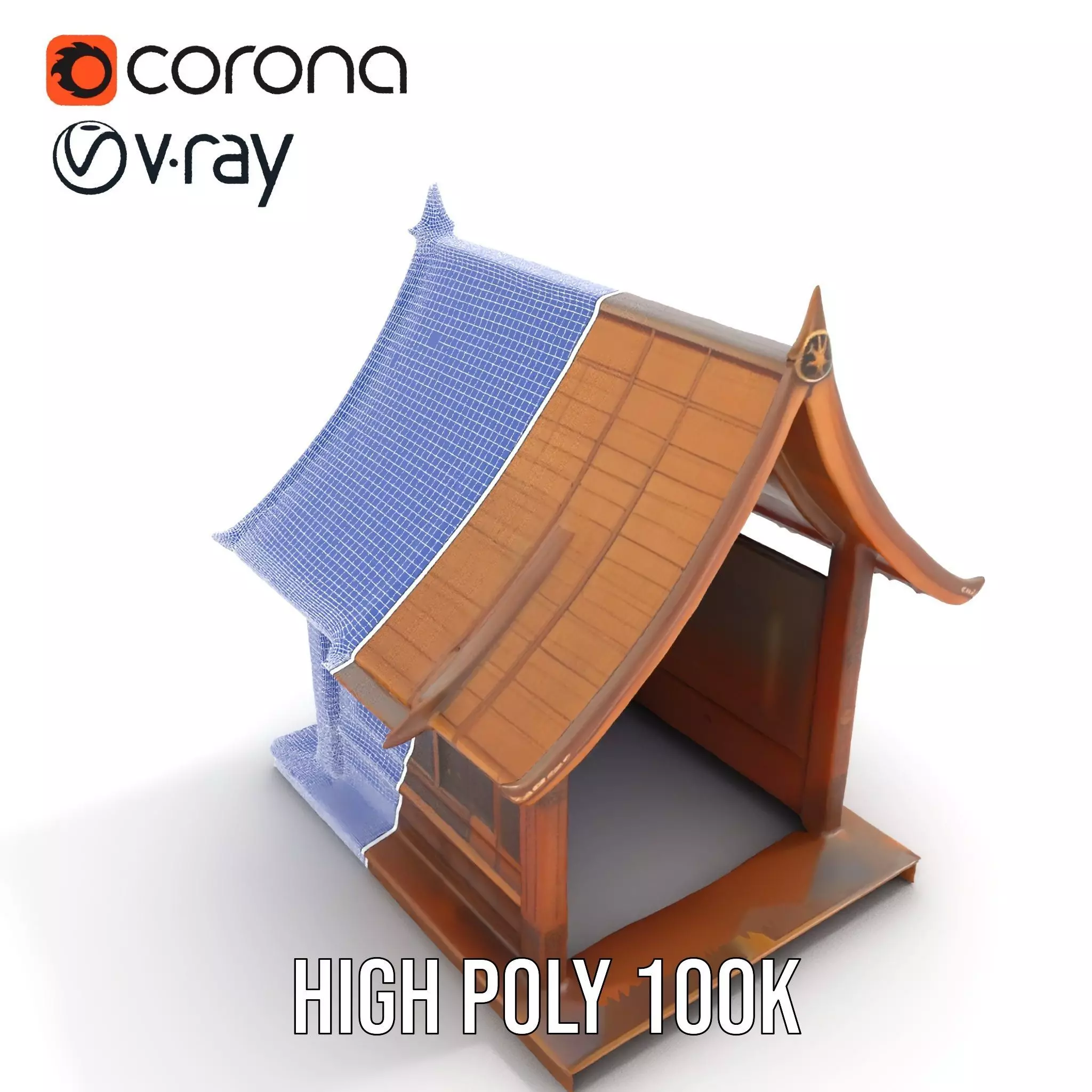 Ornate Wooden Pavilion model pack Low-poly 3D model_21