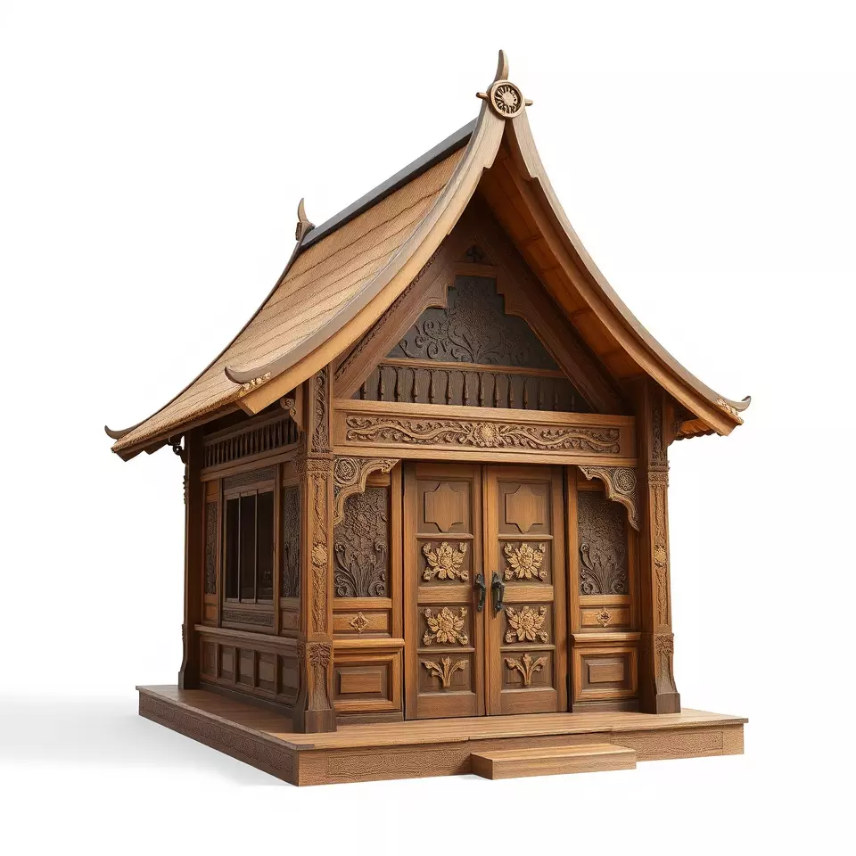 Ornate Wooden Pavilion model pack Low-poly 3D model_3