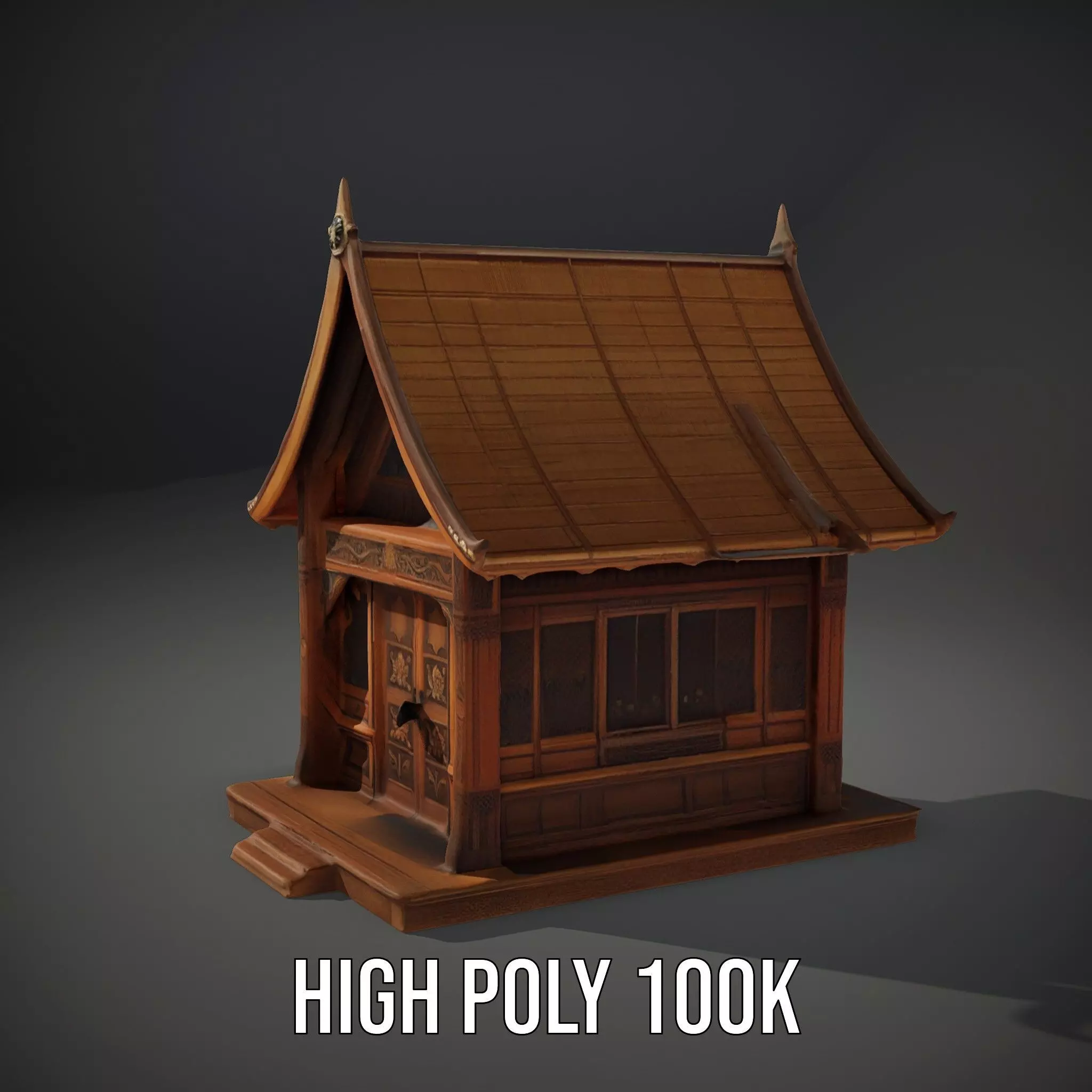 Ornate Wooden Pavilion model pack Low-poly 3D model_9