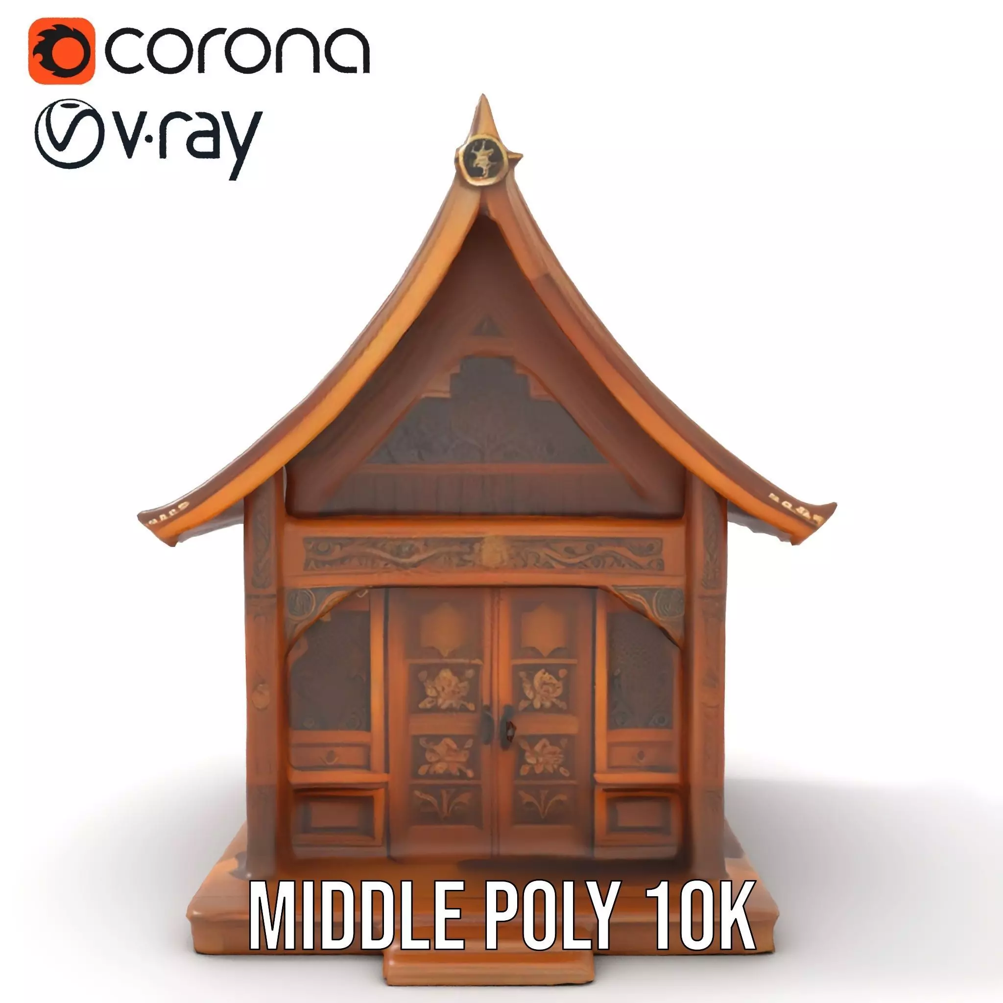 Ornate Wooden Pavilion model pack Low-poly 3D model_12