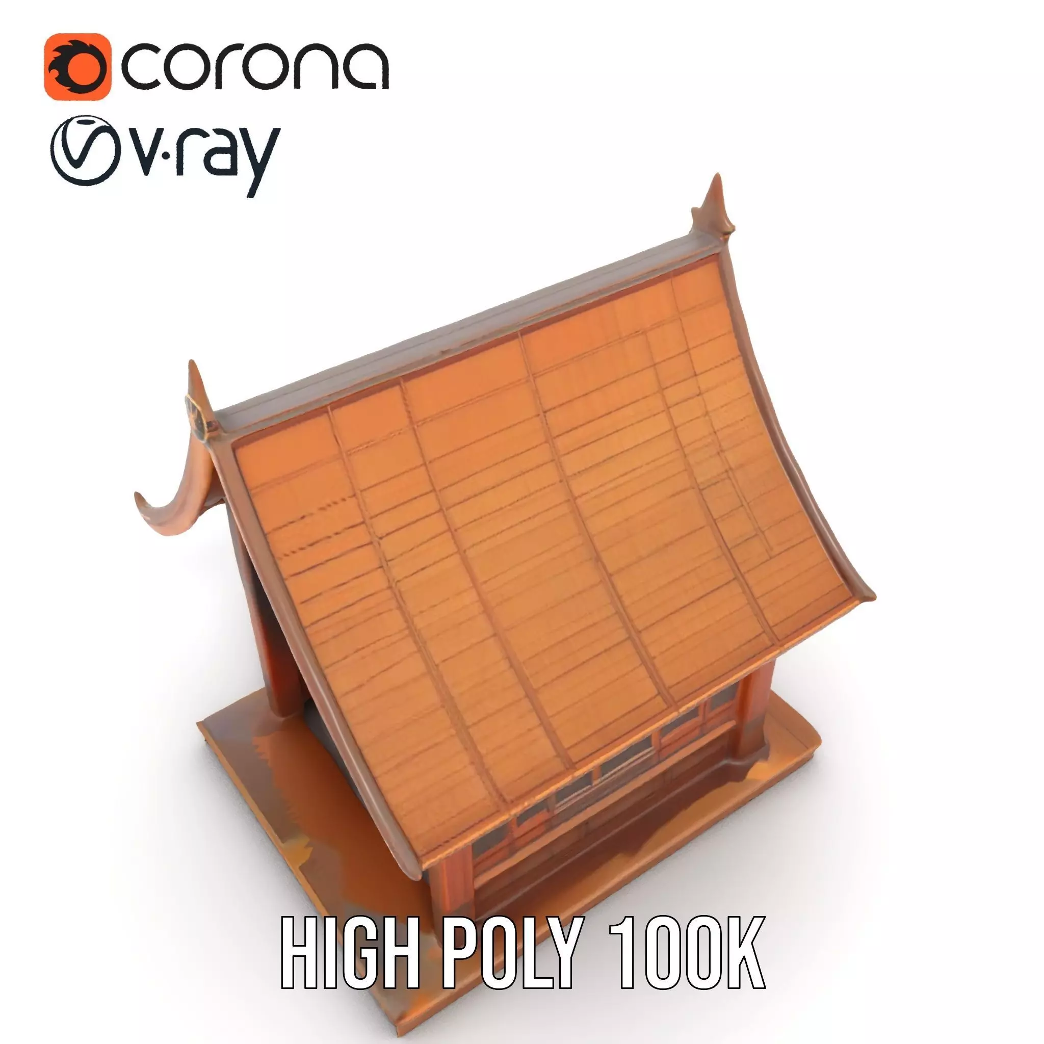 Ornate Wooden Pavilion model pack Low-poly 3D model_16