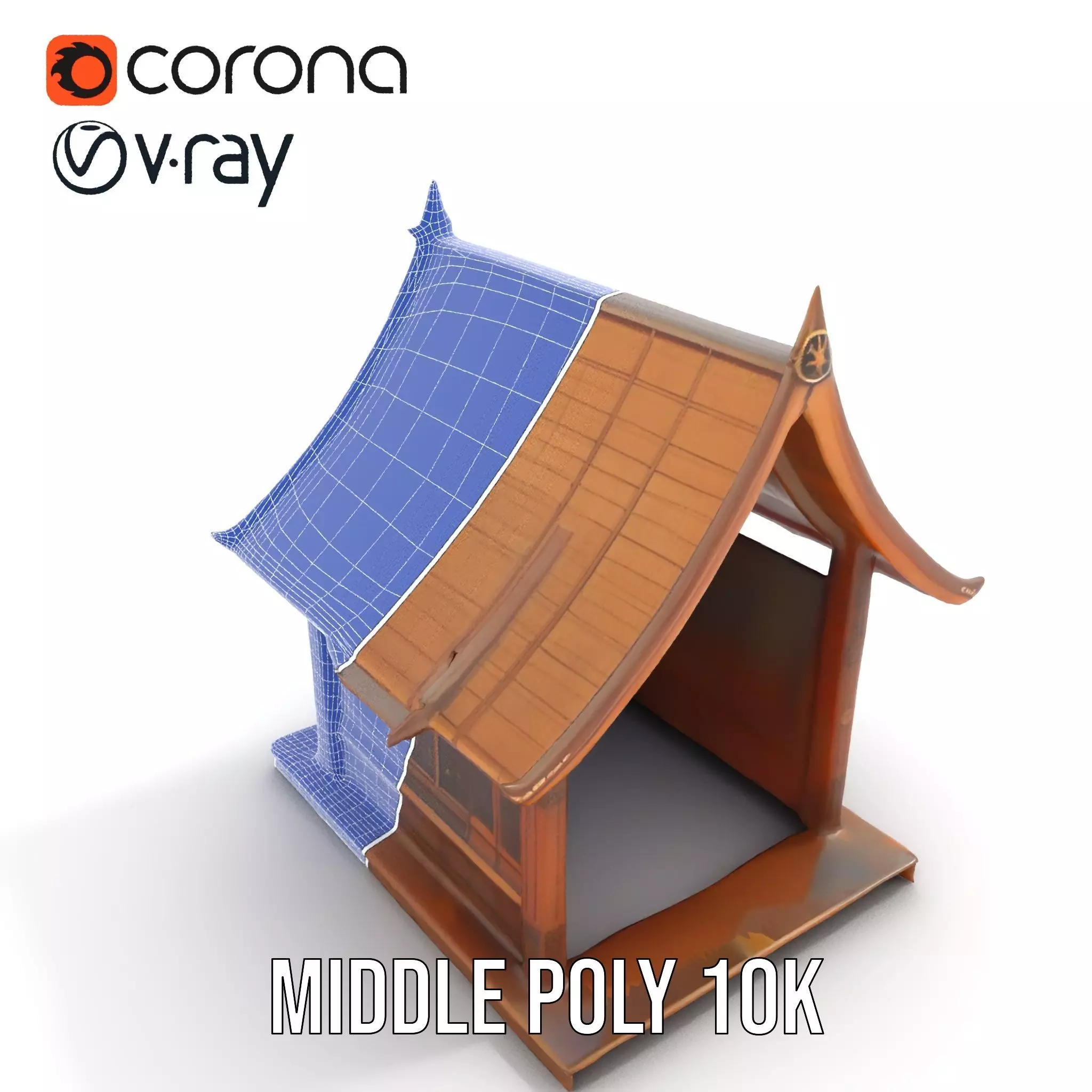 Ornate Wooden Pavilion model pack Low-poly 3D model_25