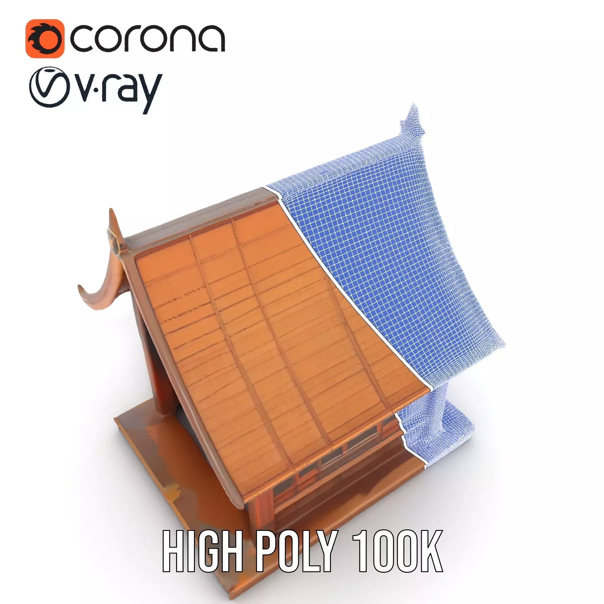 Ornate Wooden Pavilion model pack Low-poly 3D model_30