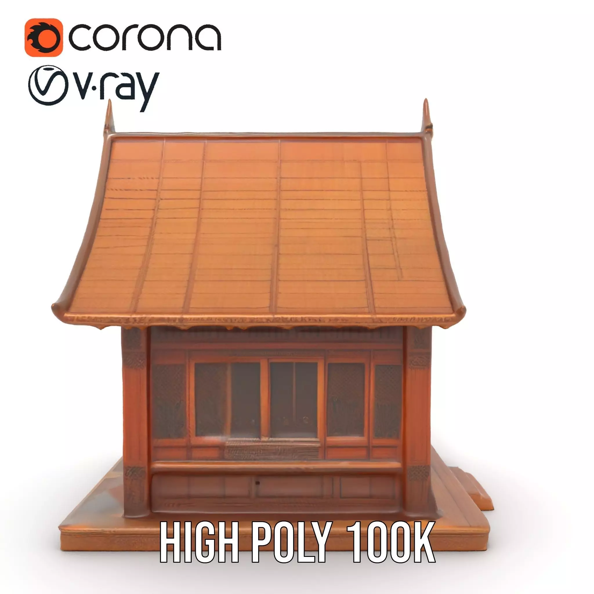 Ornate Wooden Pavilion model pack Low-poly 3D model_27
