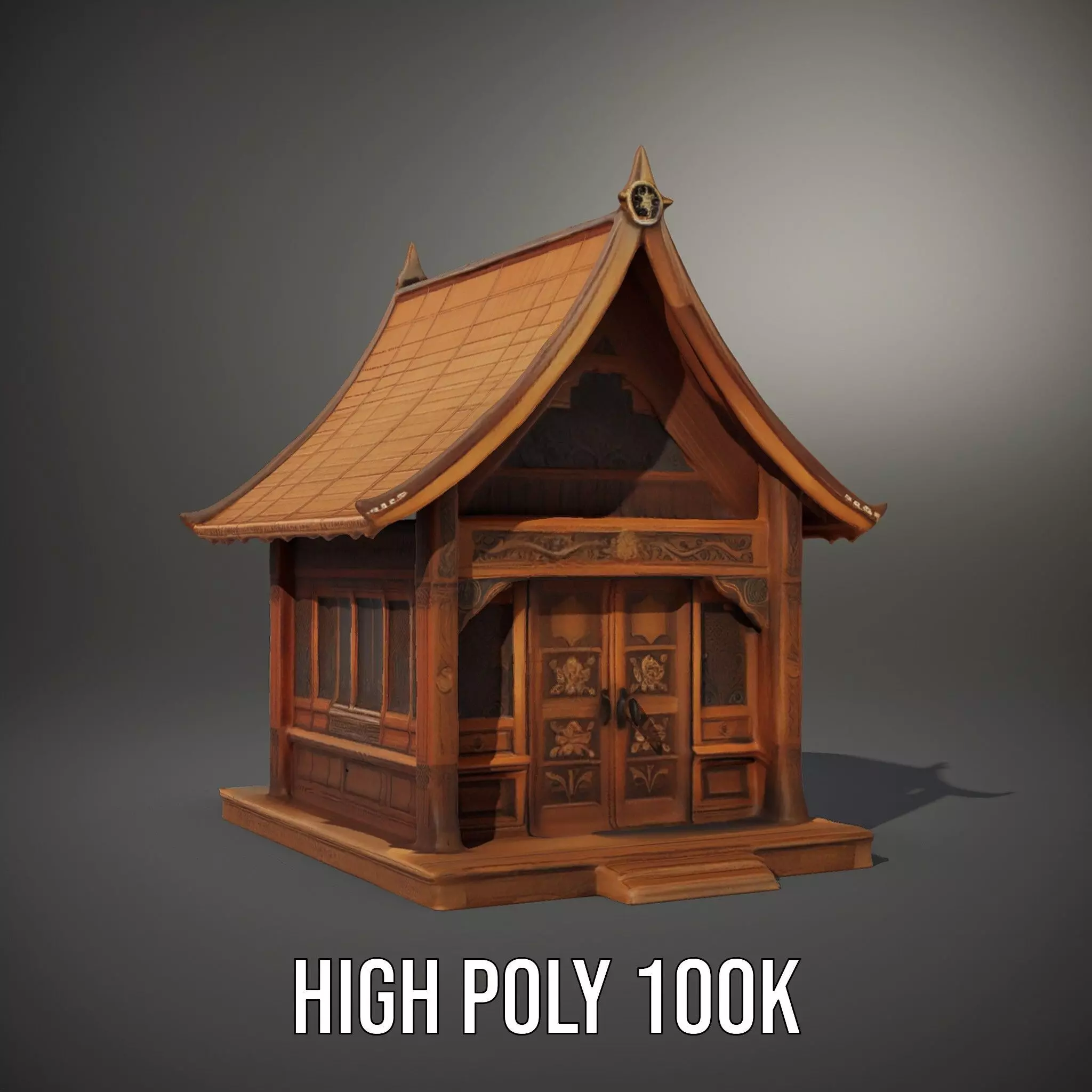 Ornate Wooden Pavilion model pack Low-poly 3D model_11