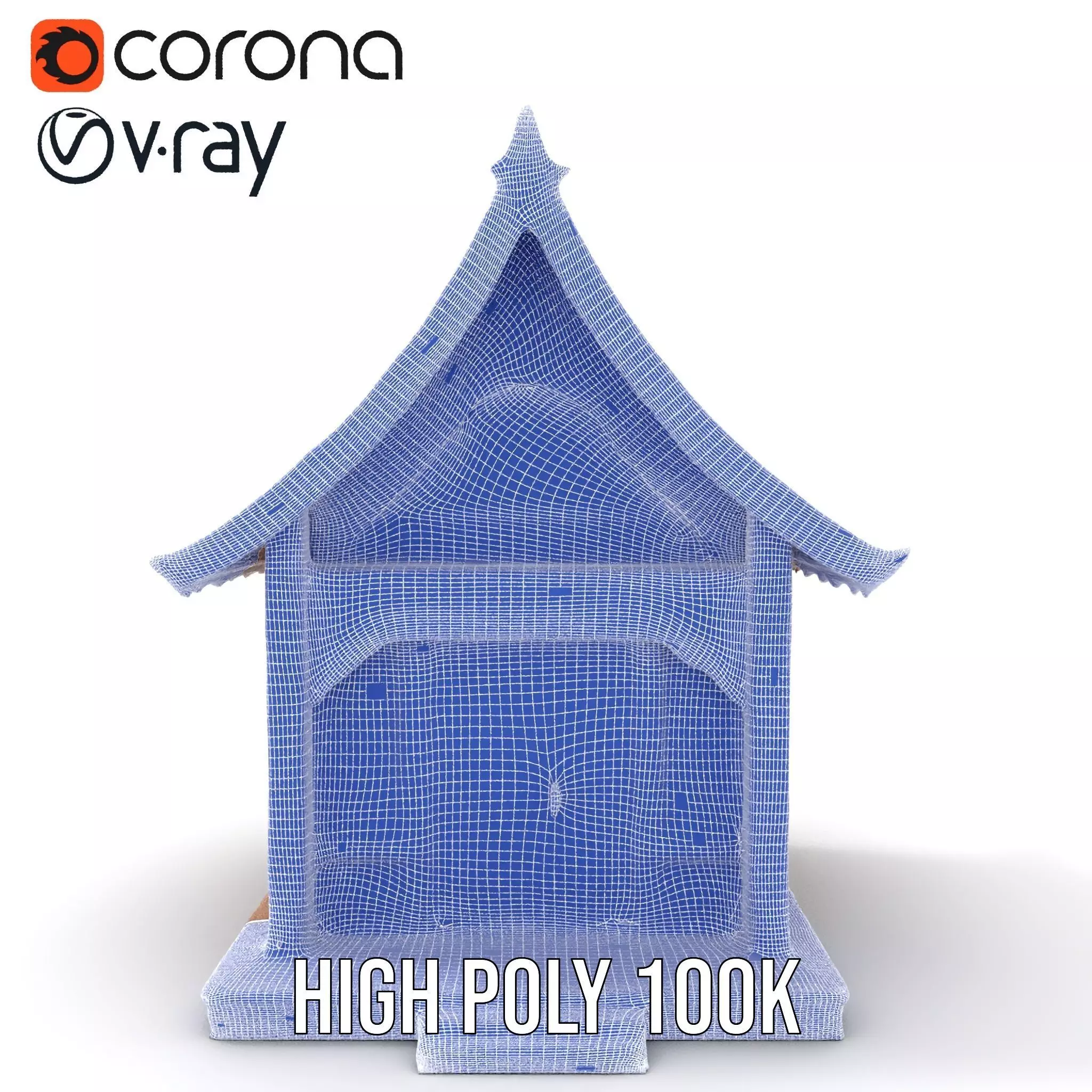 Ornate Wooden Pavilion model pack Low-poly 3D model_35