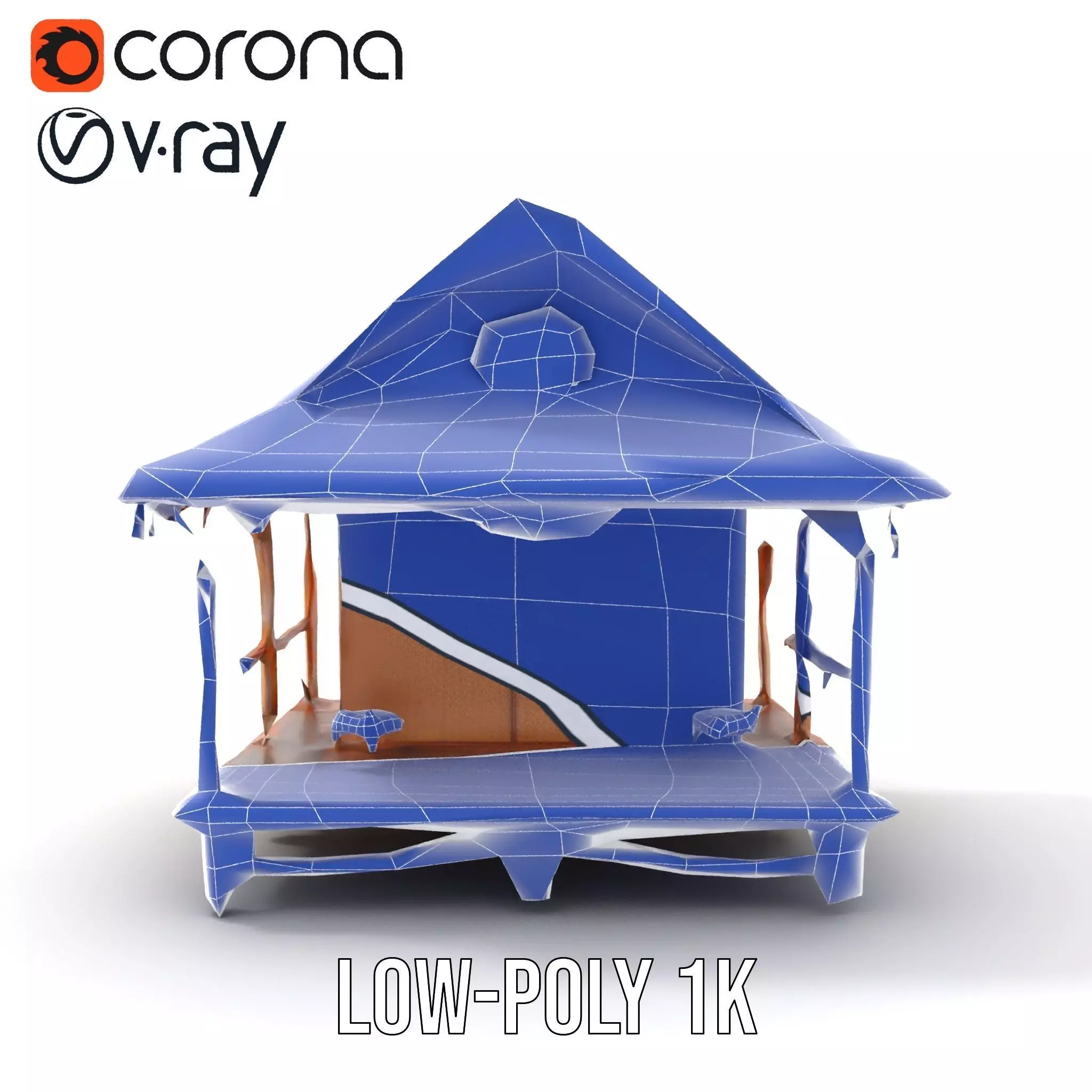 Tropical Bamboo Bungalow model pack Low-poly 3D model_26