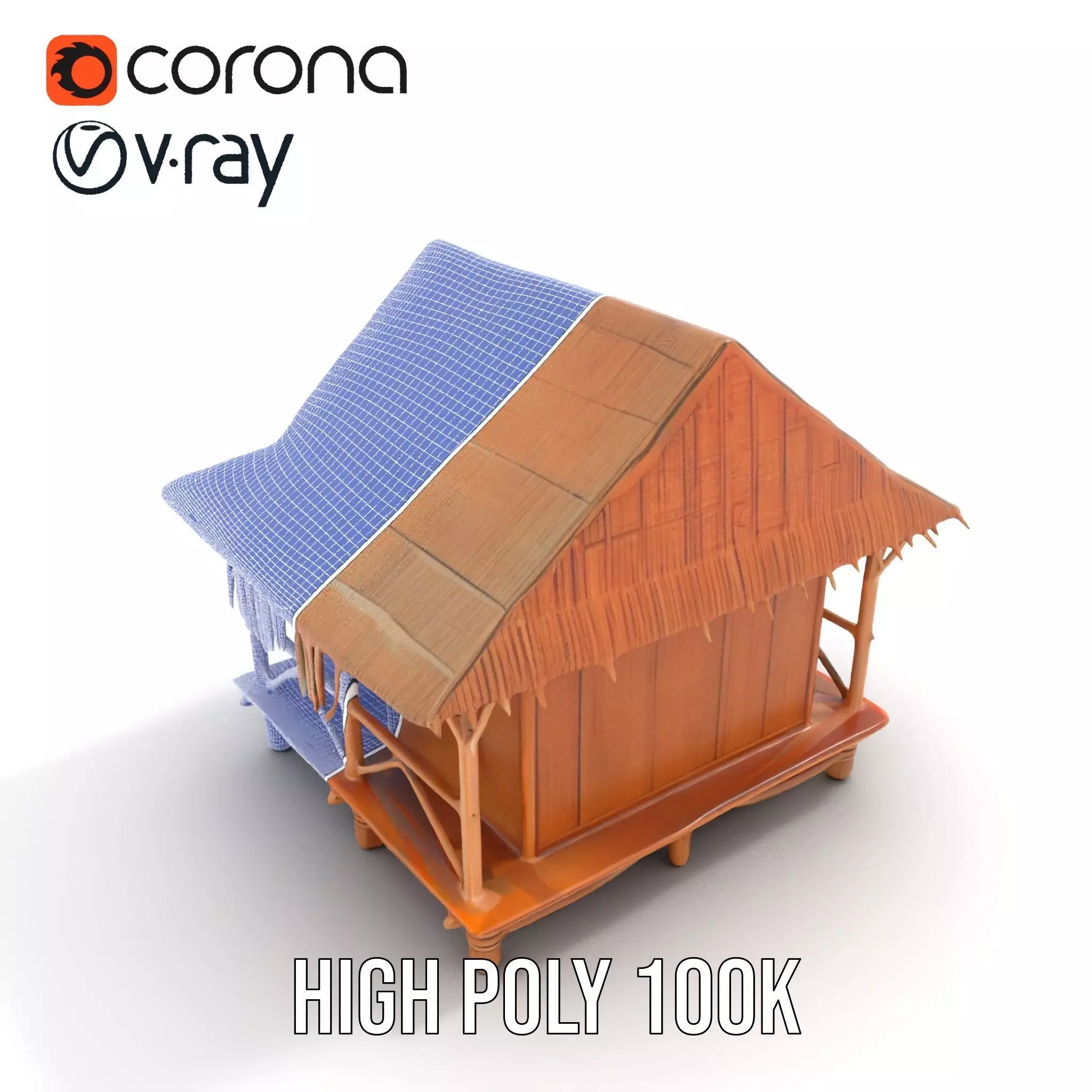 Tropical Bamboo Bungalow model pack Low-poly 3D model_34