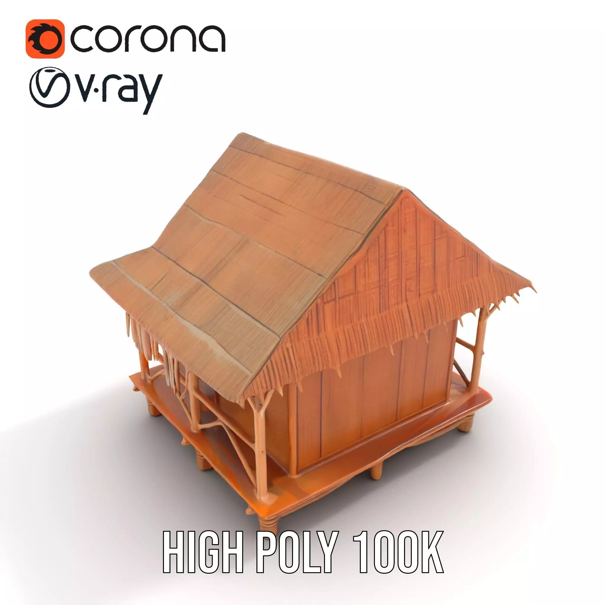 Tropical Bamboo Bungalow model pack Low-poly 3D model_16