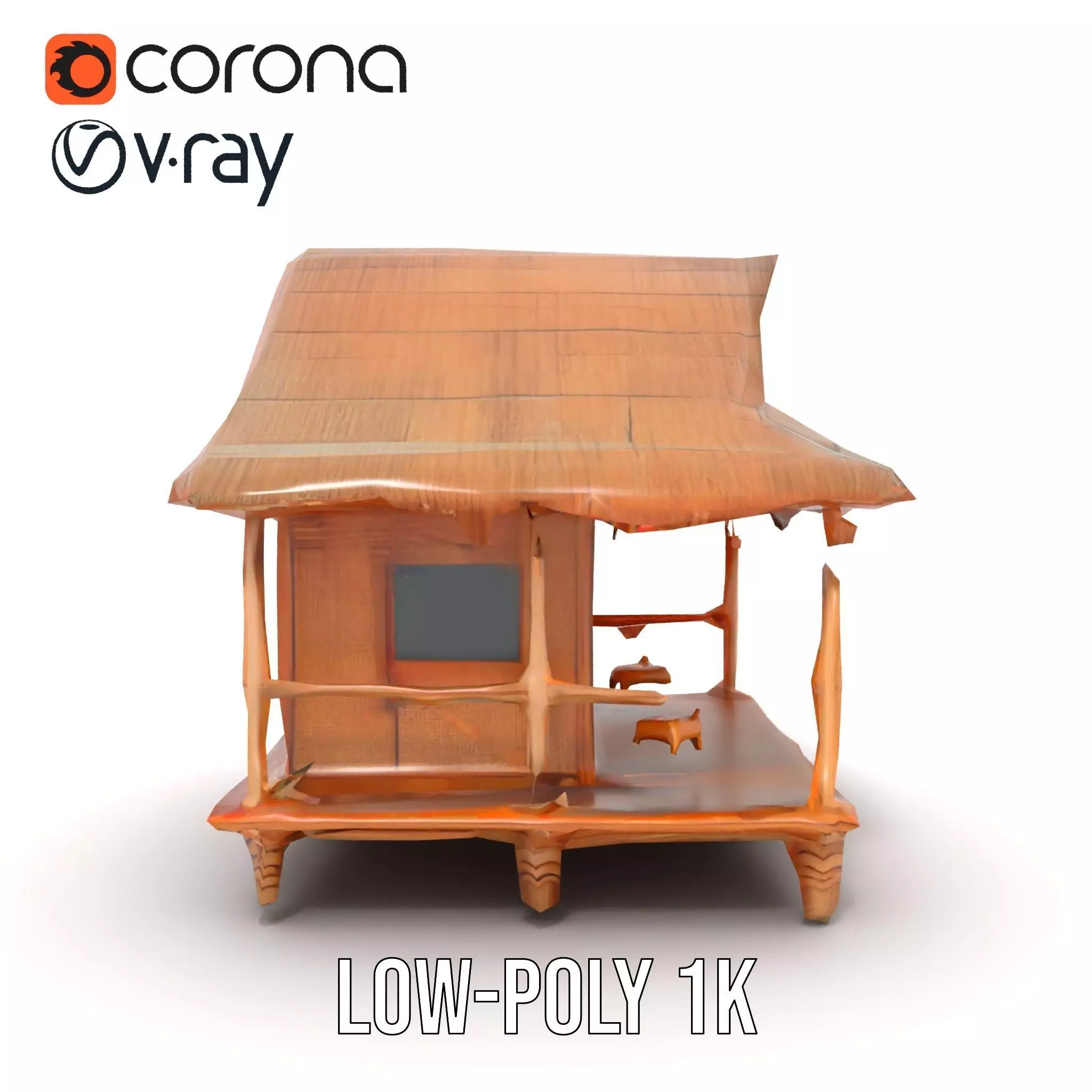 Tropical Bamboo Bungalow model pack Low-poly 3D model_10