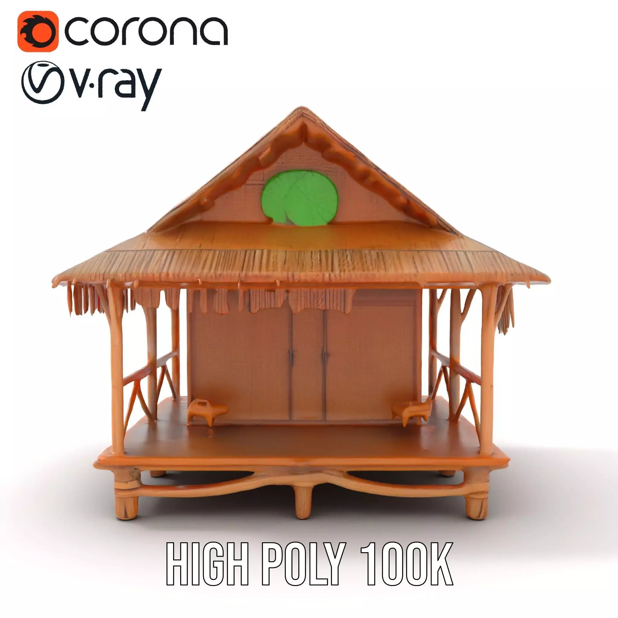 Tropical Bamboo Bungalow model pack Low-poly 3D model_19