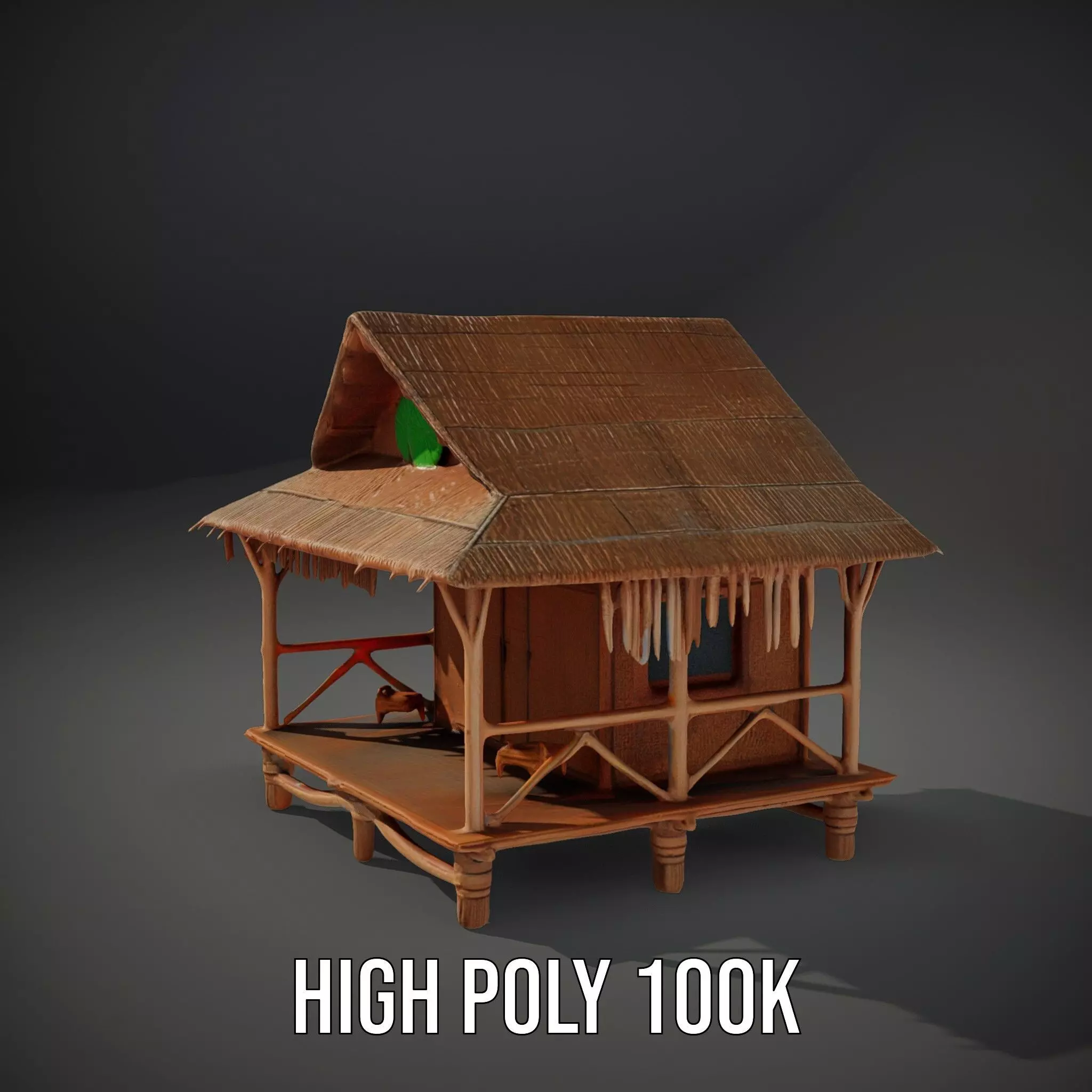 Tropical Bamboo Bungalow model pack Low-poly 3D model_9