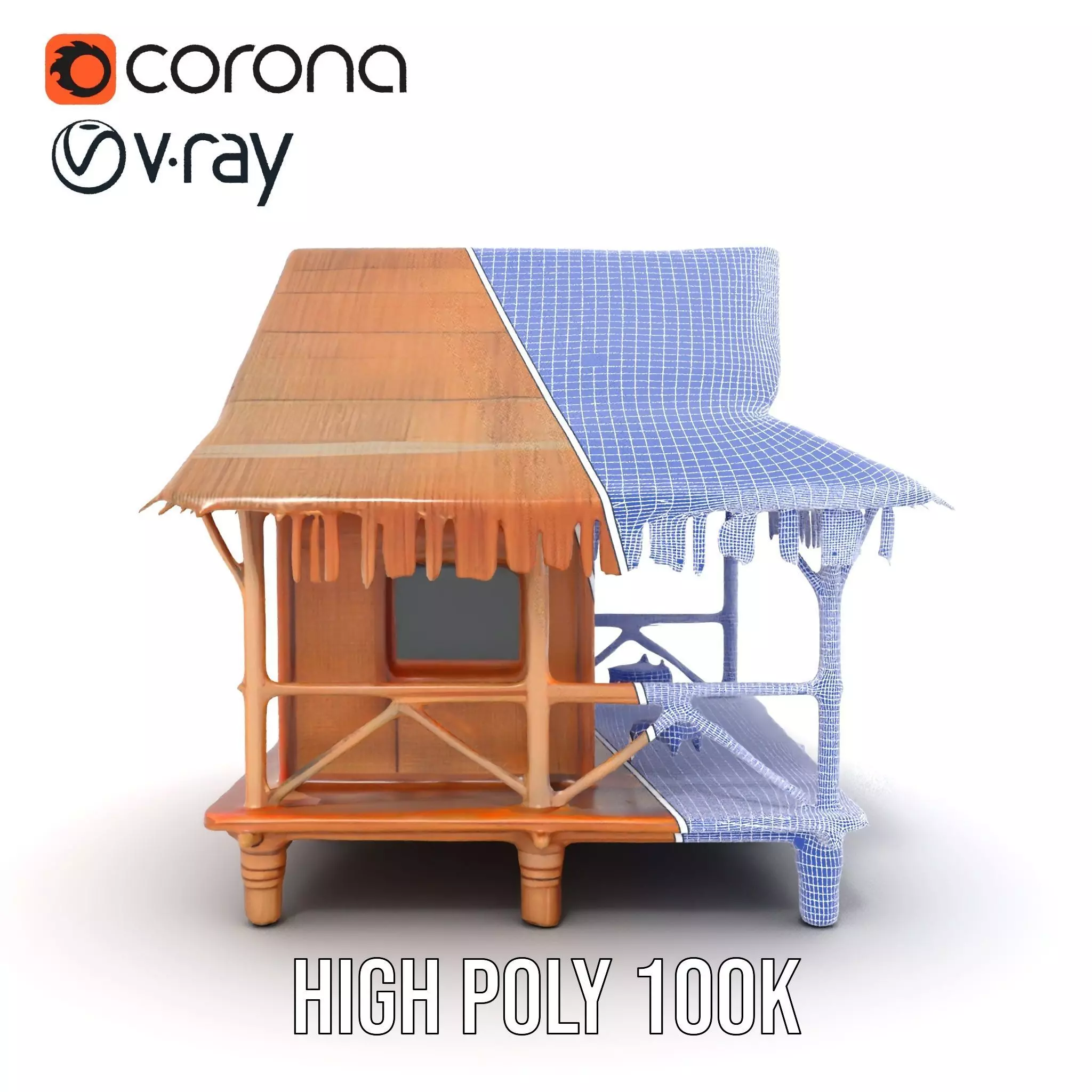 Tropical Bamboo Bungalow model pack Low-poly 3D model_35