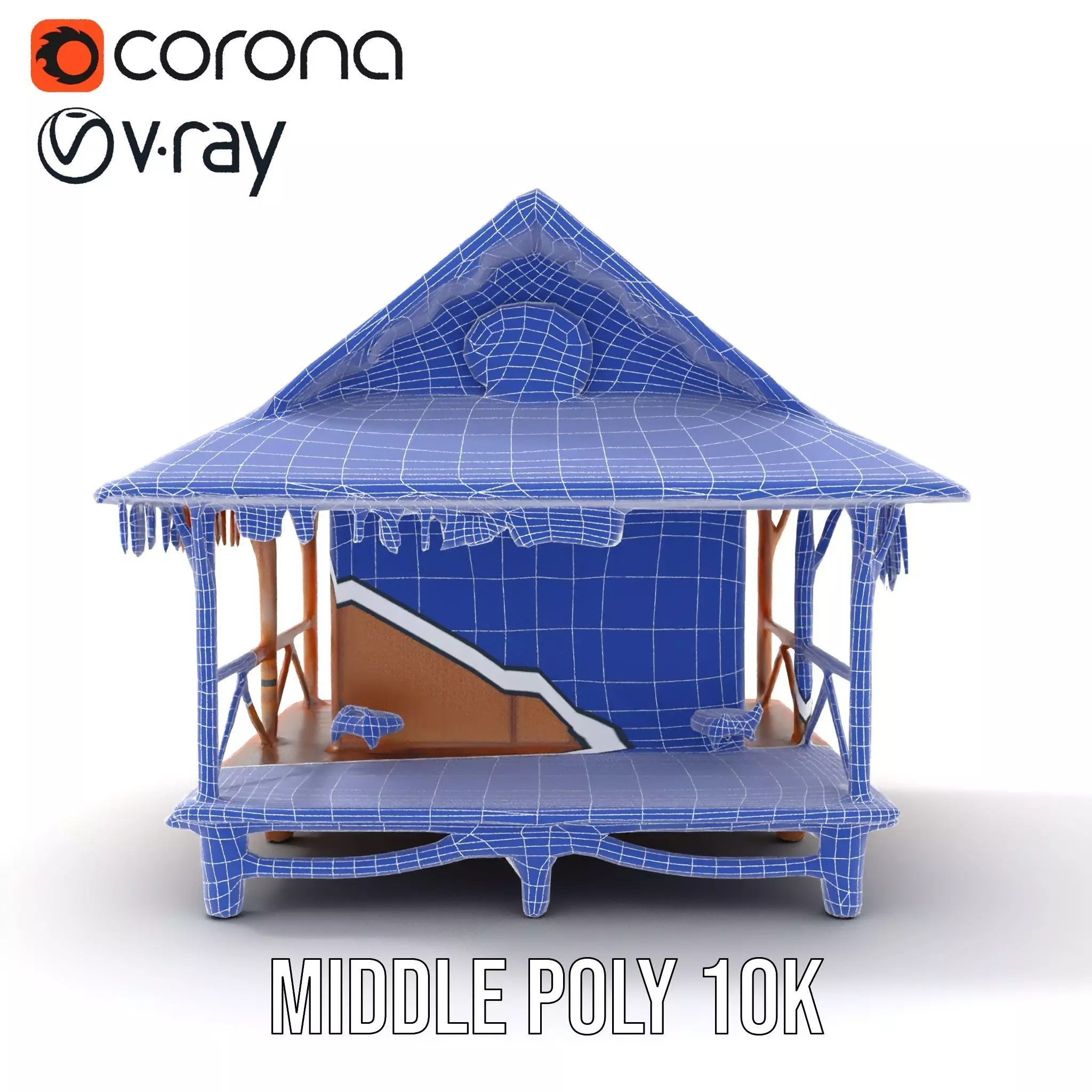 Tropical Bamboo Bungalow model pack Low-poly 3D model_25