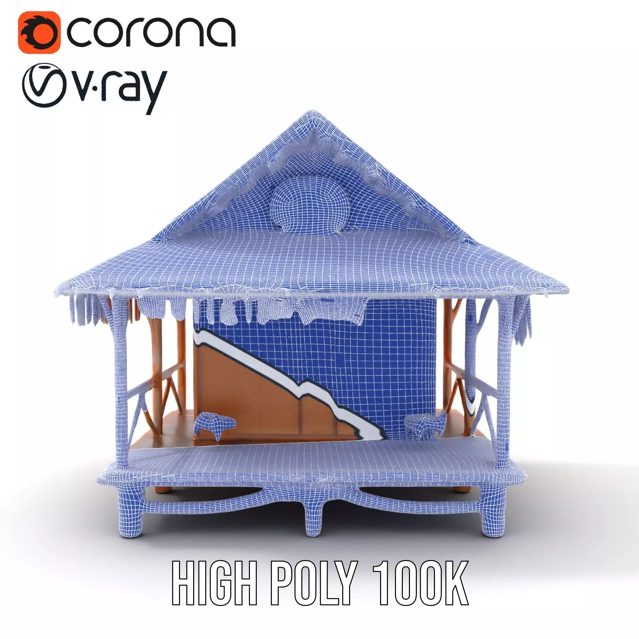 Tropical Bamboo Bungalow model pack Low-poly 3D model_32