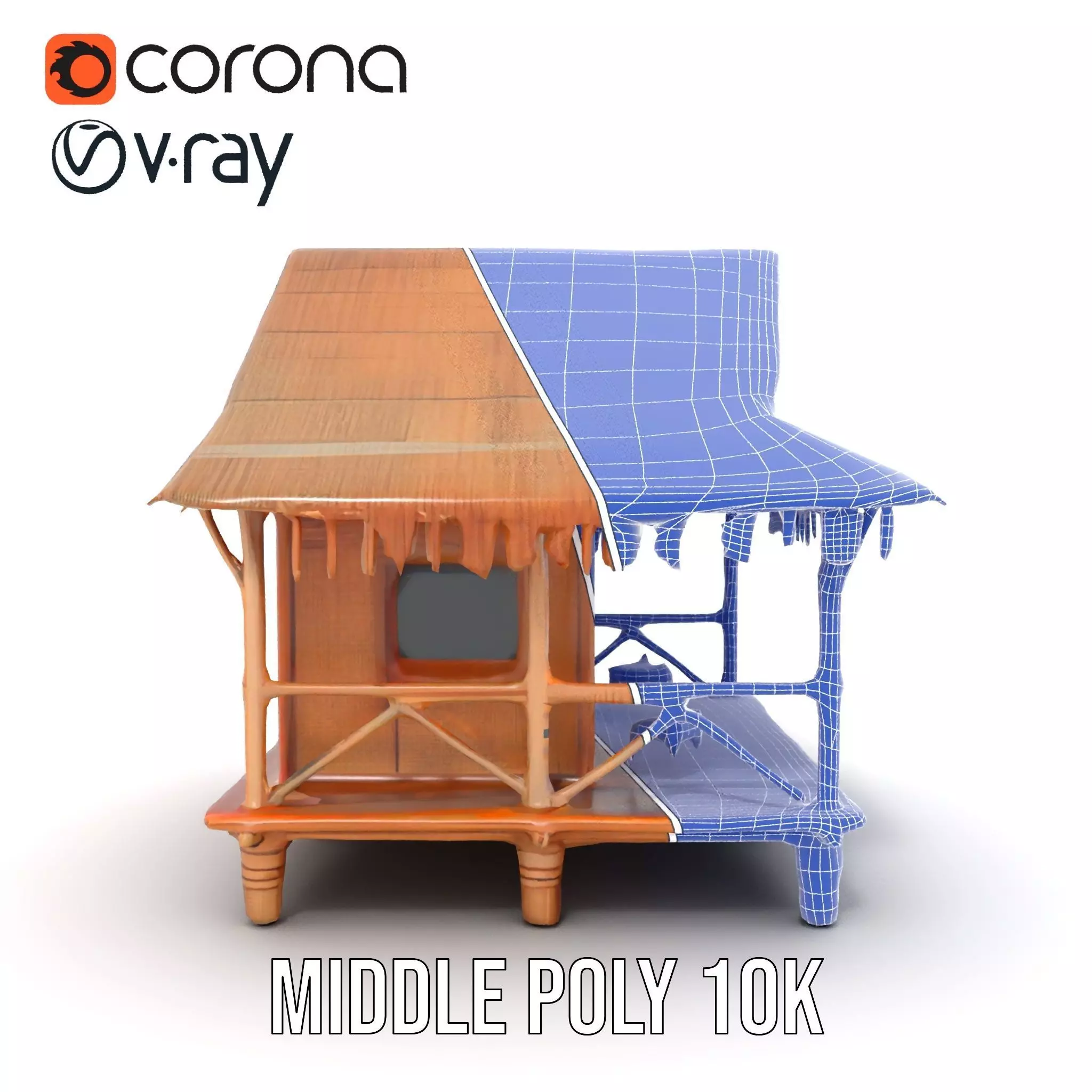 Tropical Bamboo Bungalow model pack Low-poly 3D model_30