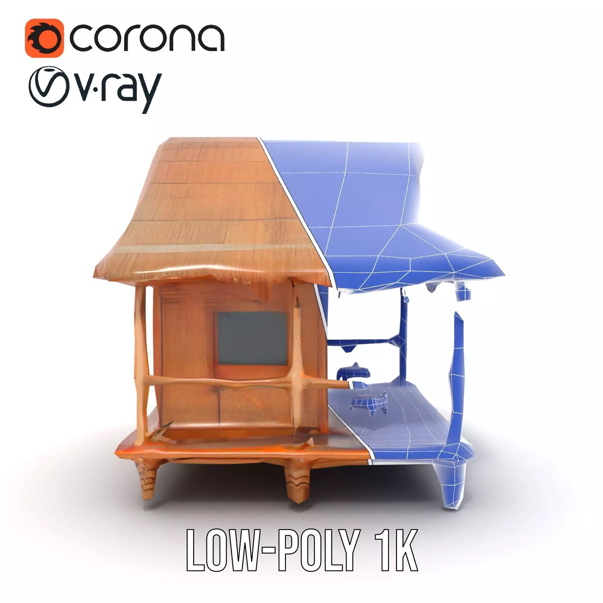 Tropical Bamboo Bungalow model pack Low-poly 3D model_31