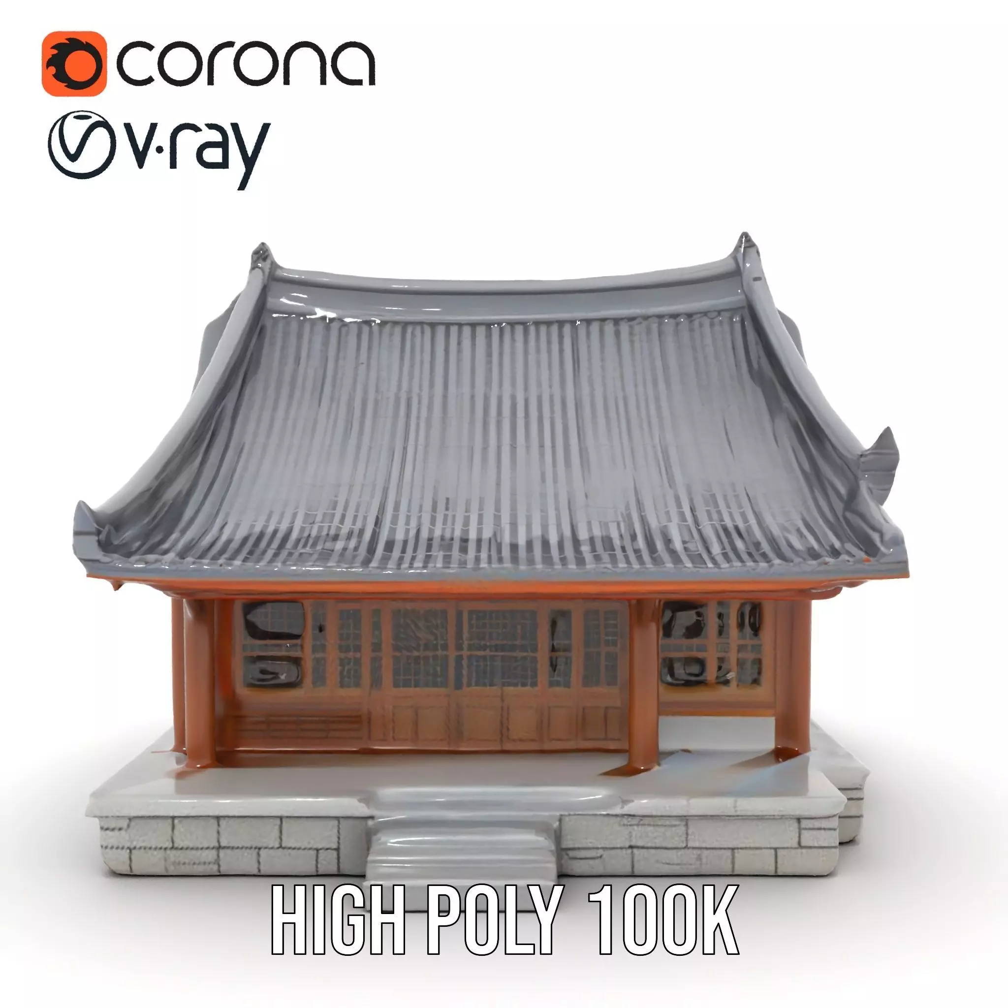 Traditional Pavilion Roof model pack Low-poly 3D model_21
