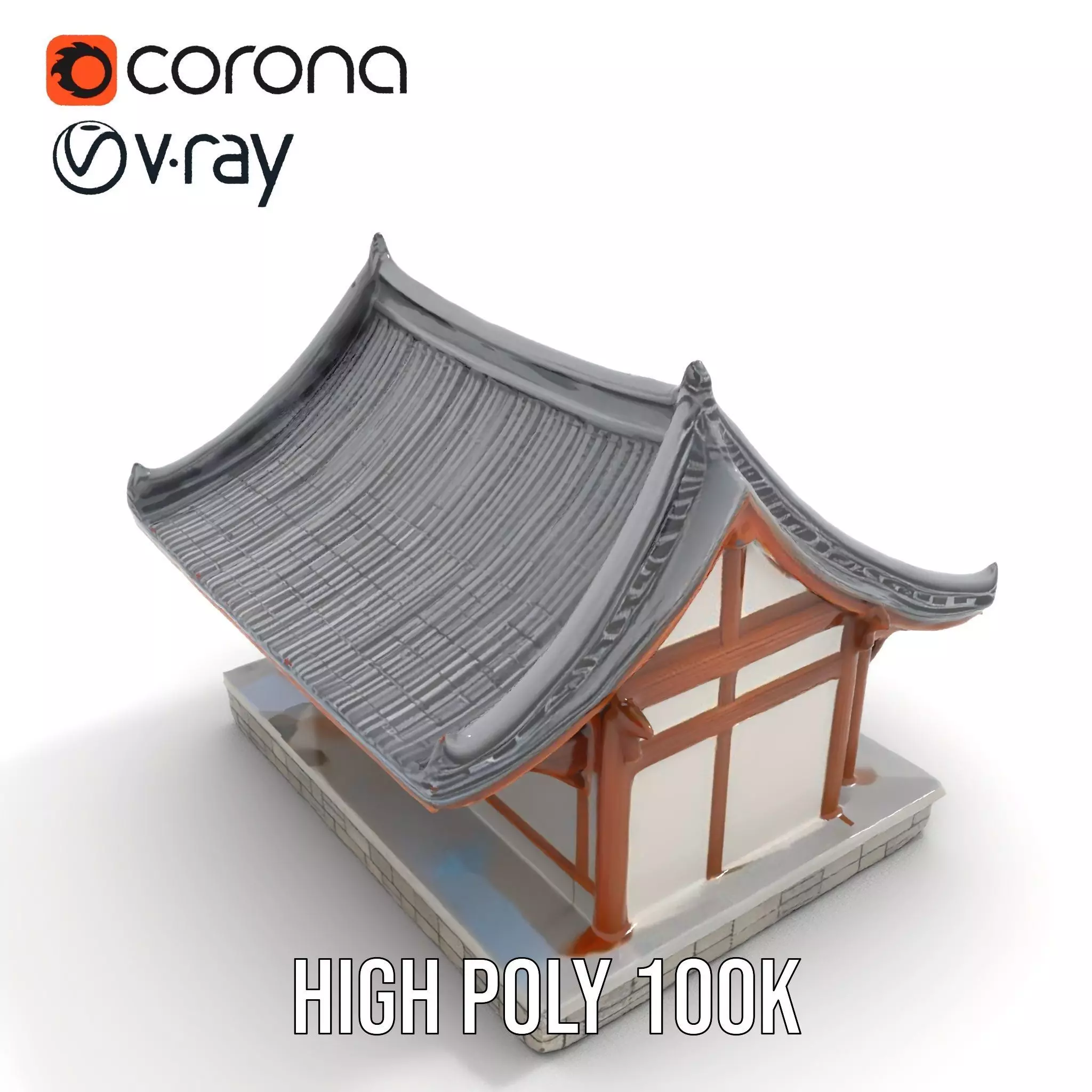 Traditional Pavilion Roof model pack Low-poly 3D model_18