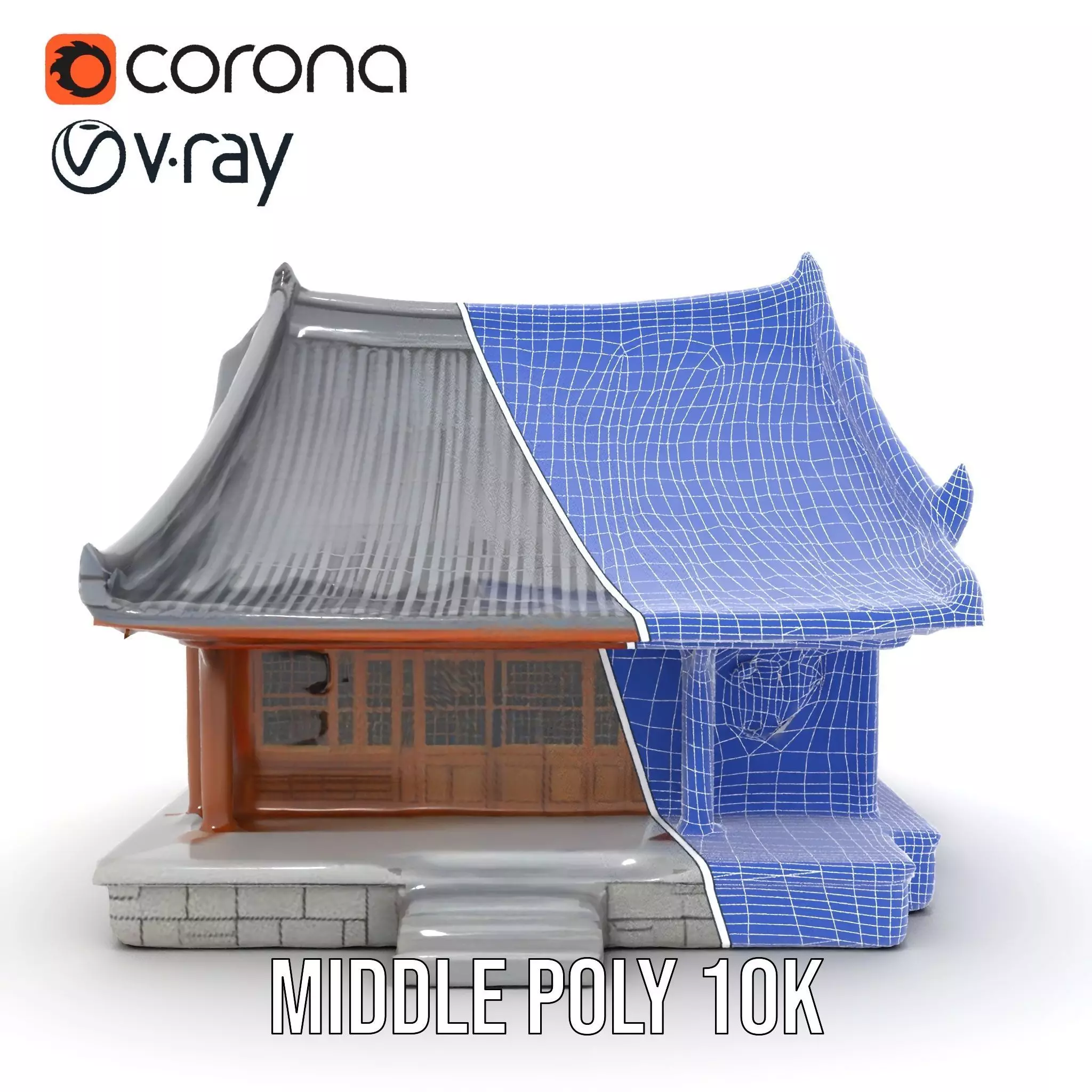 Traditional Pavilion Roof model pack Low-poly 3D model_24