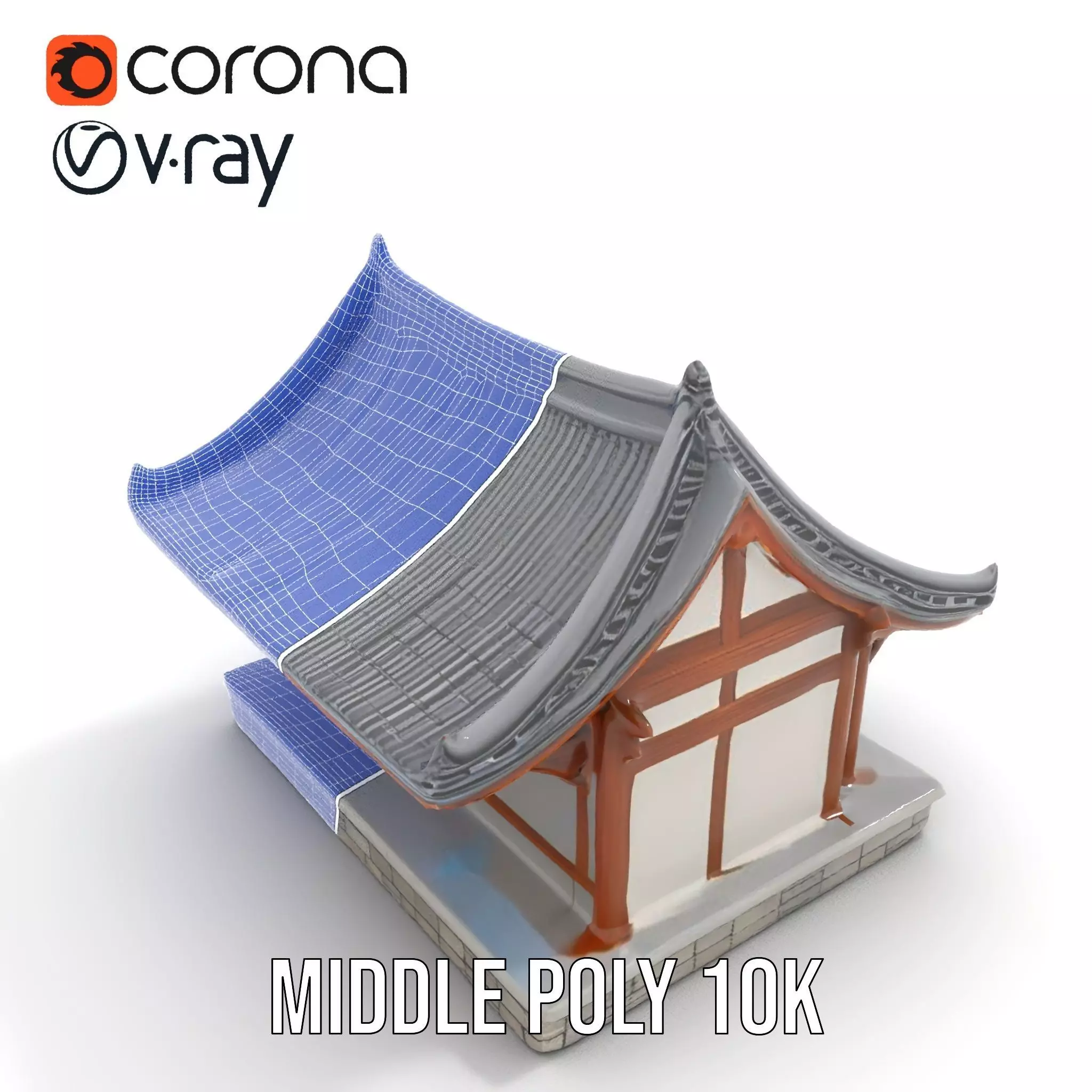 Traditional Pavilion Roof model pack Low-poly 3D model_22