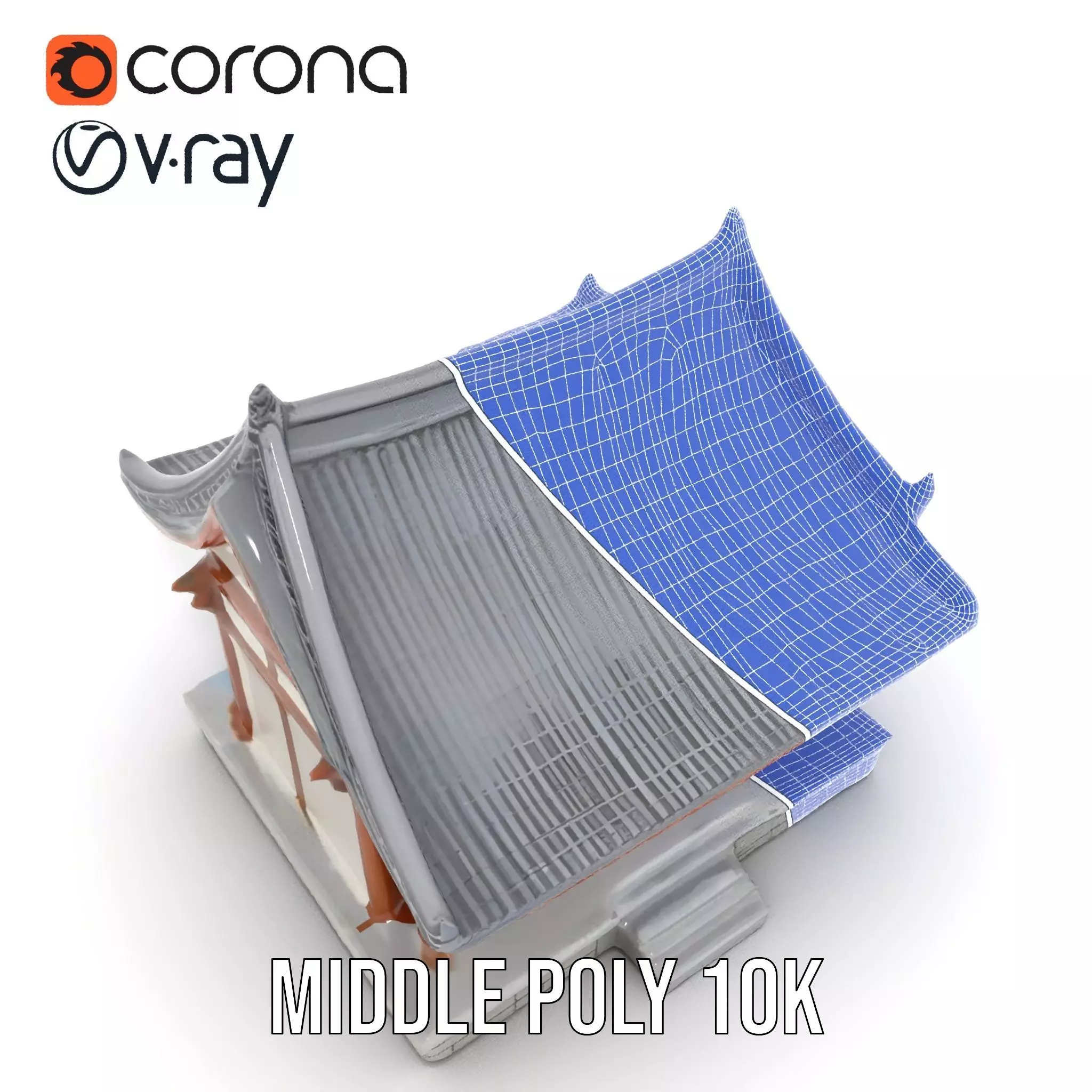 Traditional Pavilion Roof model pack Low-poly 3D model_30